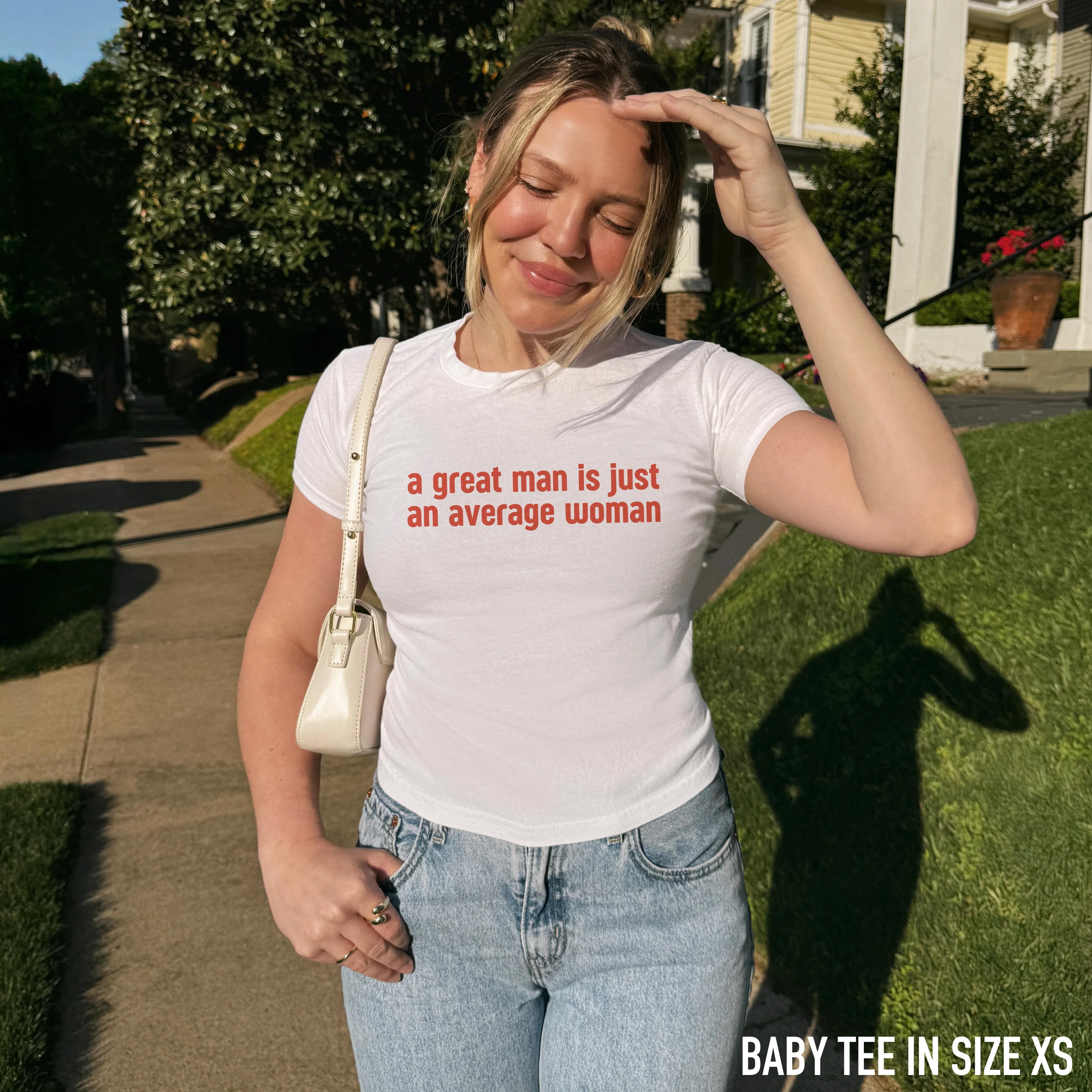 A Great Man Is Just Average Woman Baby Tee - Image 2