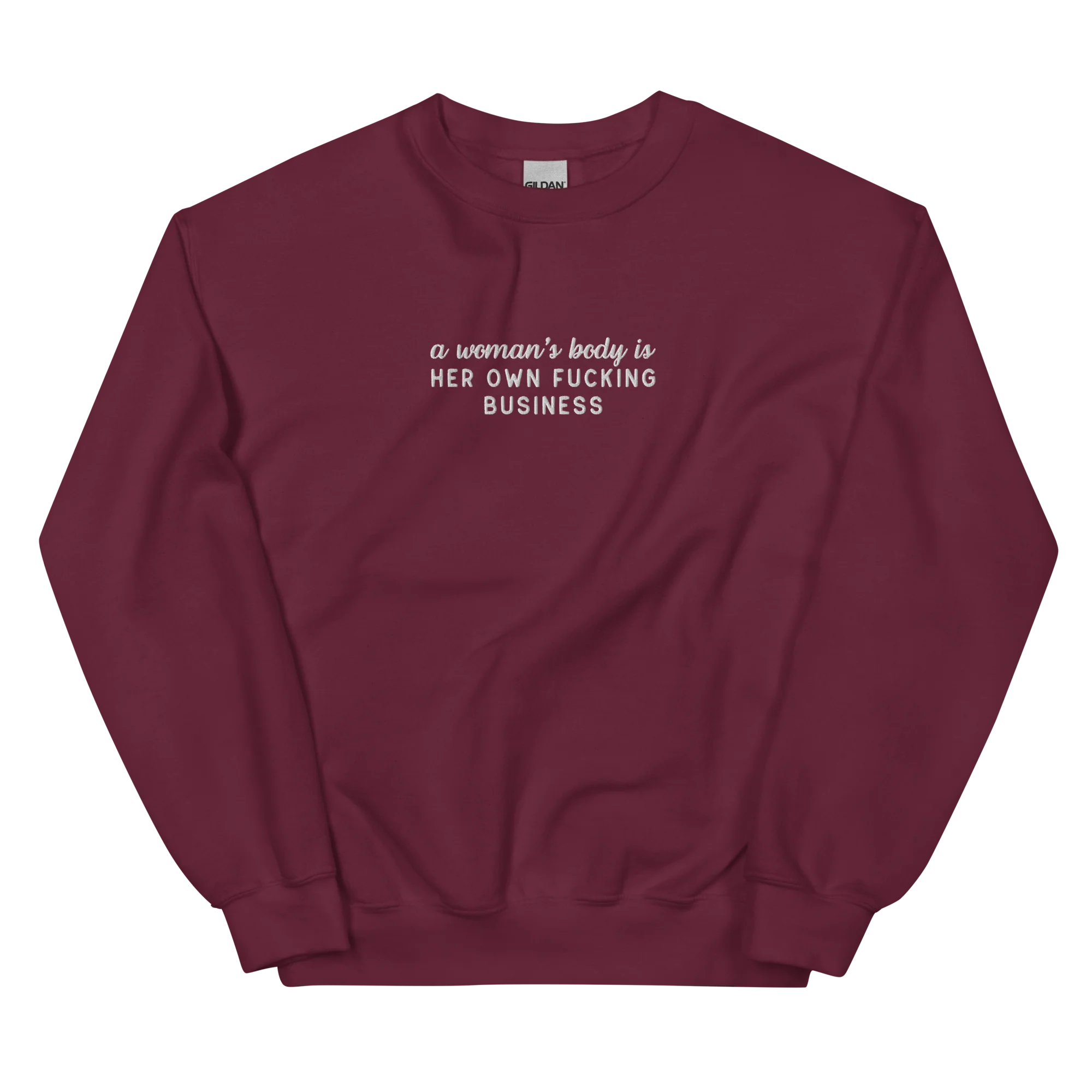 A Woman's Body Is Her Own Fucking Business Embroidered Sweatshirt - Image 9