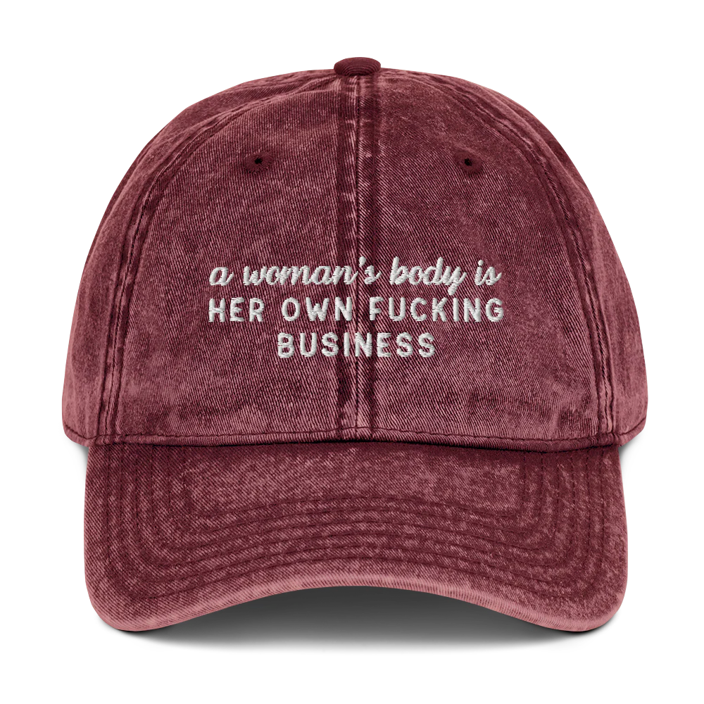 A Woman's Body Is Her Own Fucking Business Embroidered Vintage Cap - Image 3