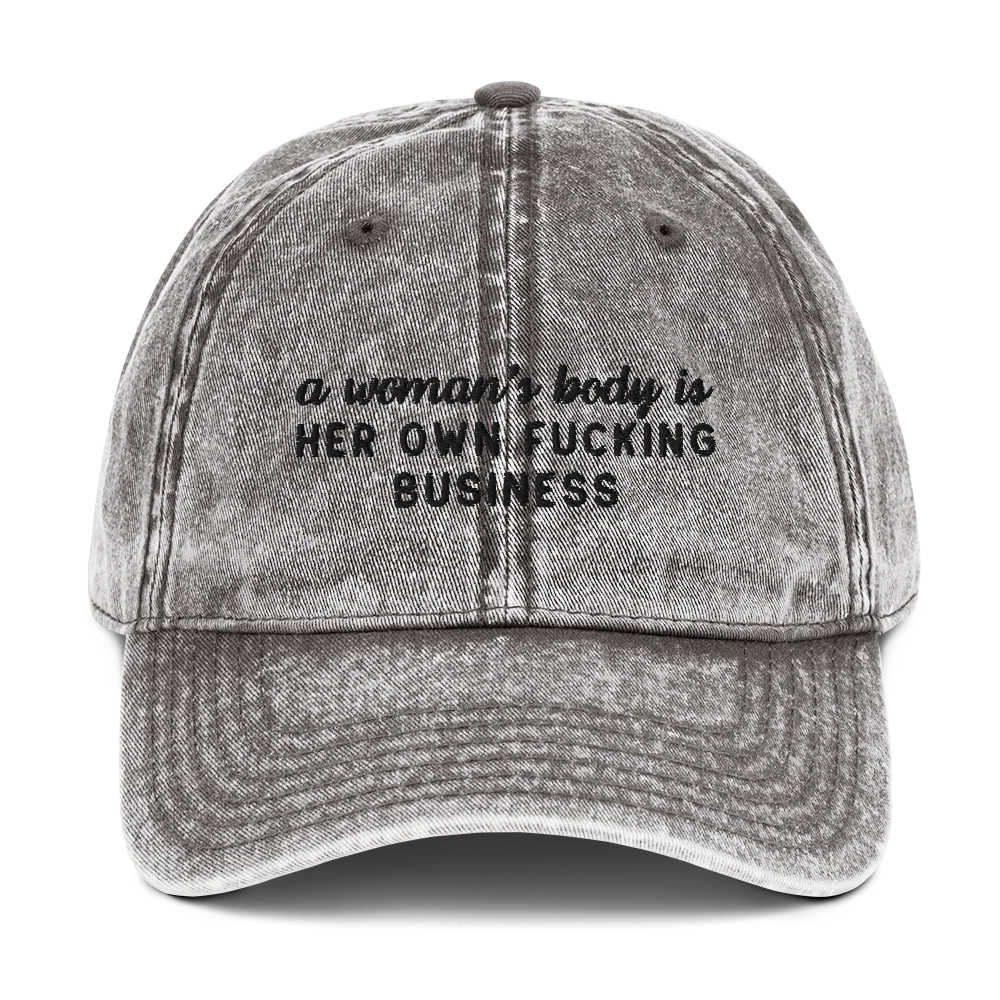 A Woman's Body Is Her Own Fucking Business Embroidered Vintage Cap - Image 9