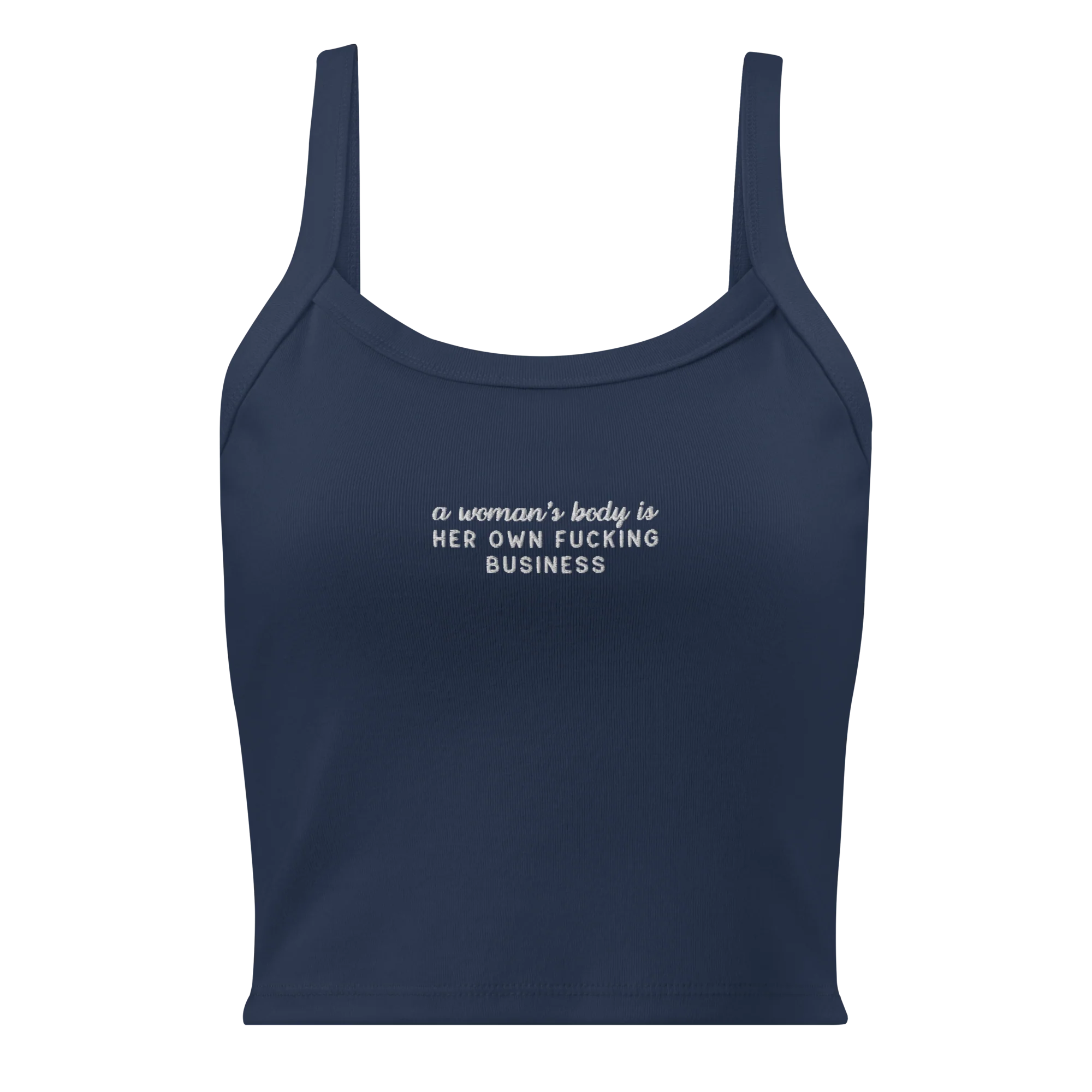 A Woman's Body Is Her Own Fucking Business Rib Embroidered Tank Top - Image 6