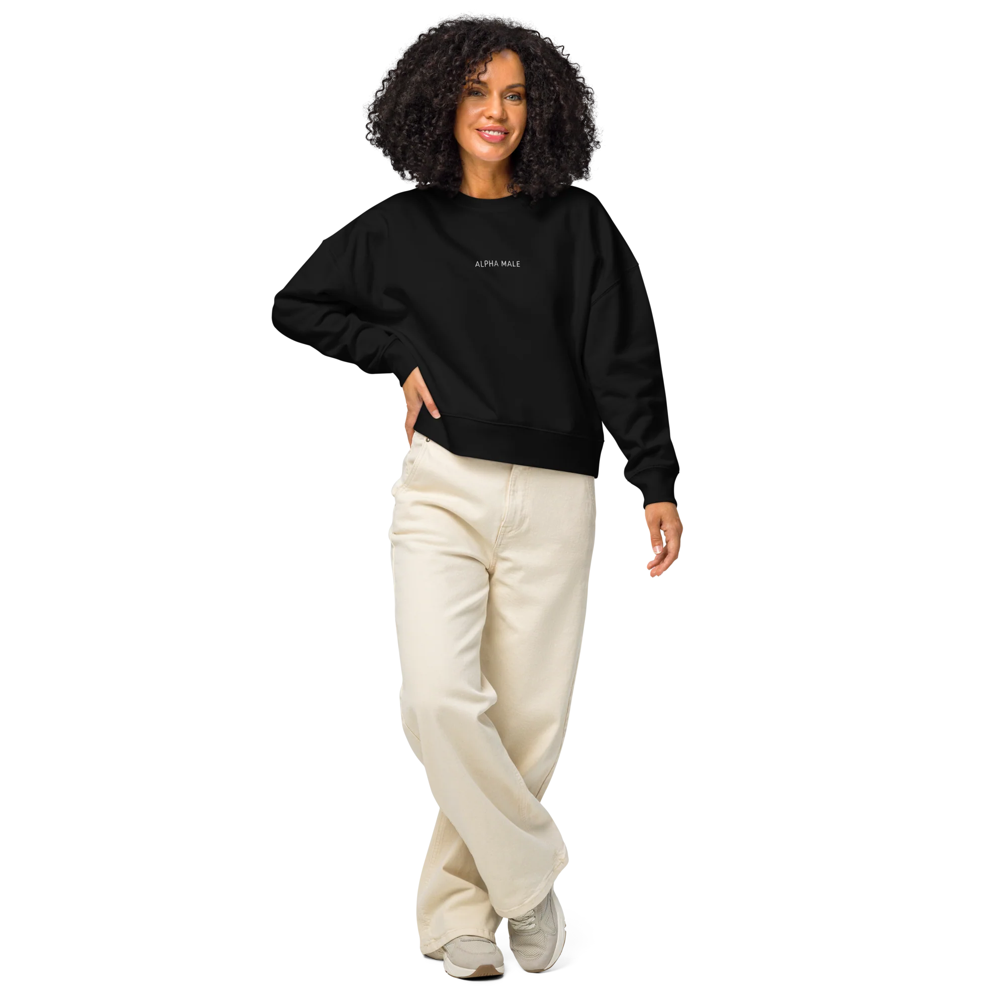 Alpha Male Feminist Embroidered Women’s Organic Sweatshirt - Image 2
