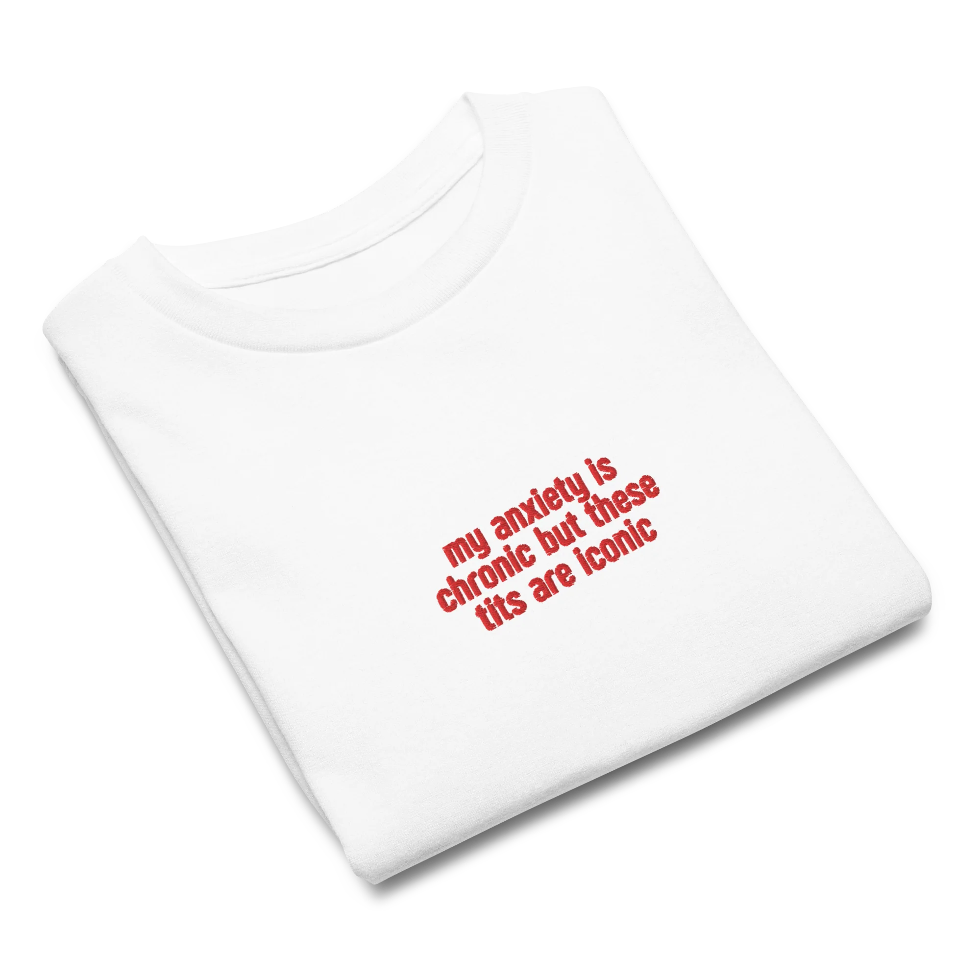 Anxiety Chronic Tits Iconic Embroidered Baby Tee - Image 4