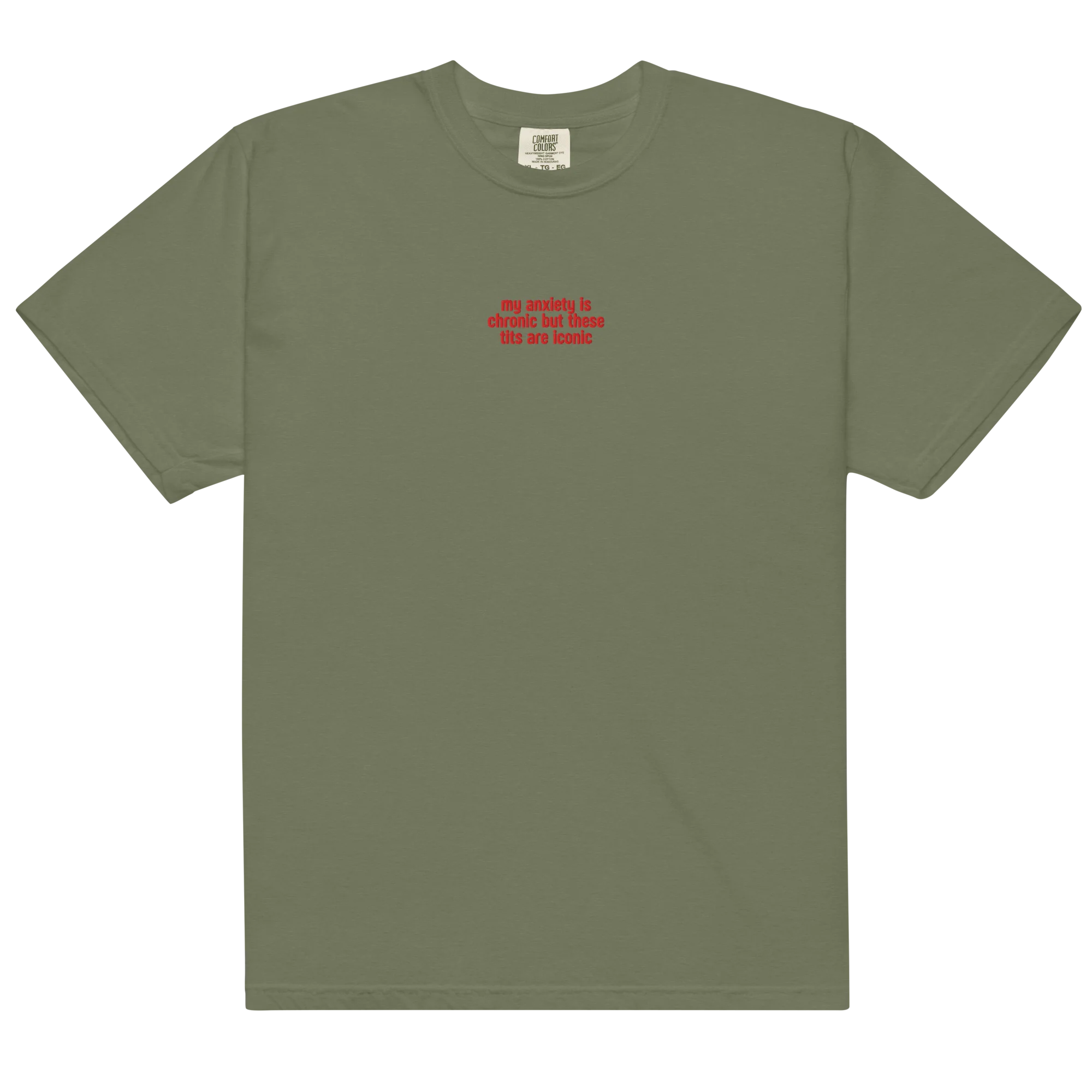 Anxiety Chronic Tits Iconic Embroidered Classic T-Shirt - Image 13