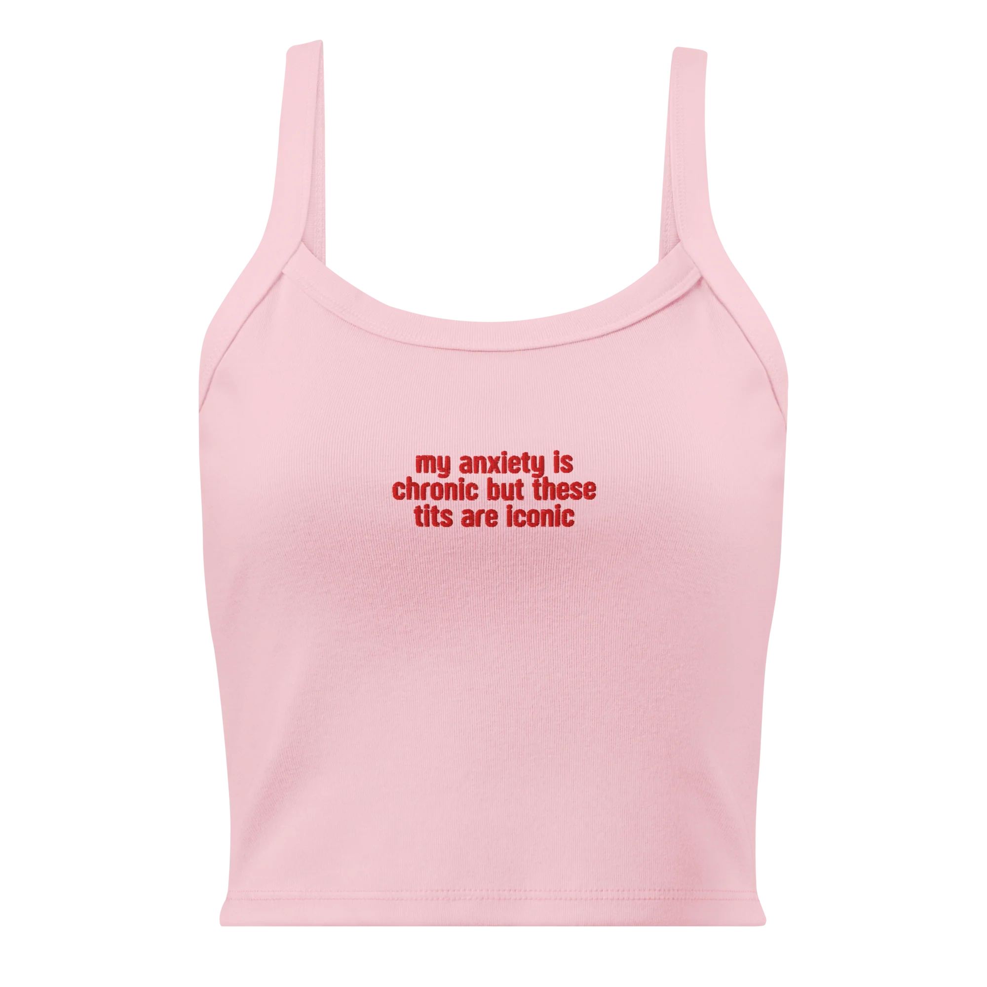 Anxiety Chronic Tits Iconic Rib Embroidered Tank Top