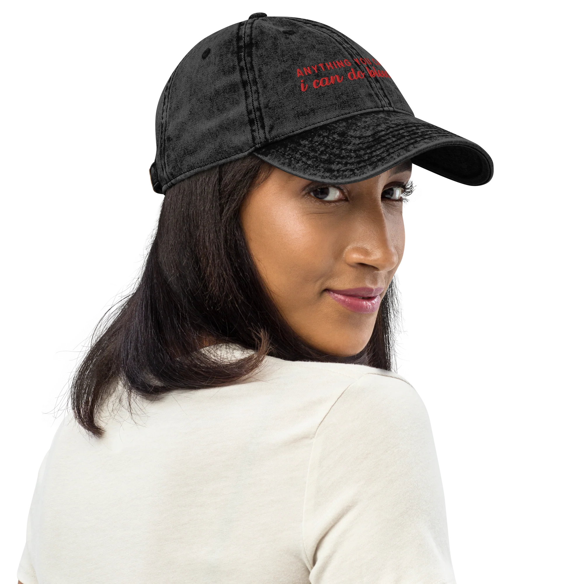 Anything You Can Do I Can Do Bleeding Embroidered Vintage Cap - Image 2