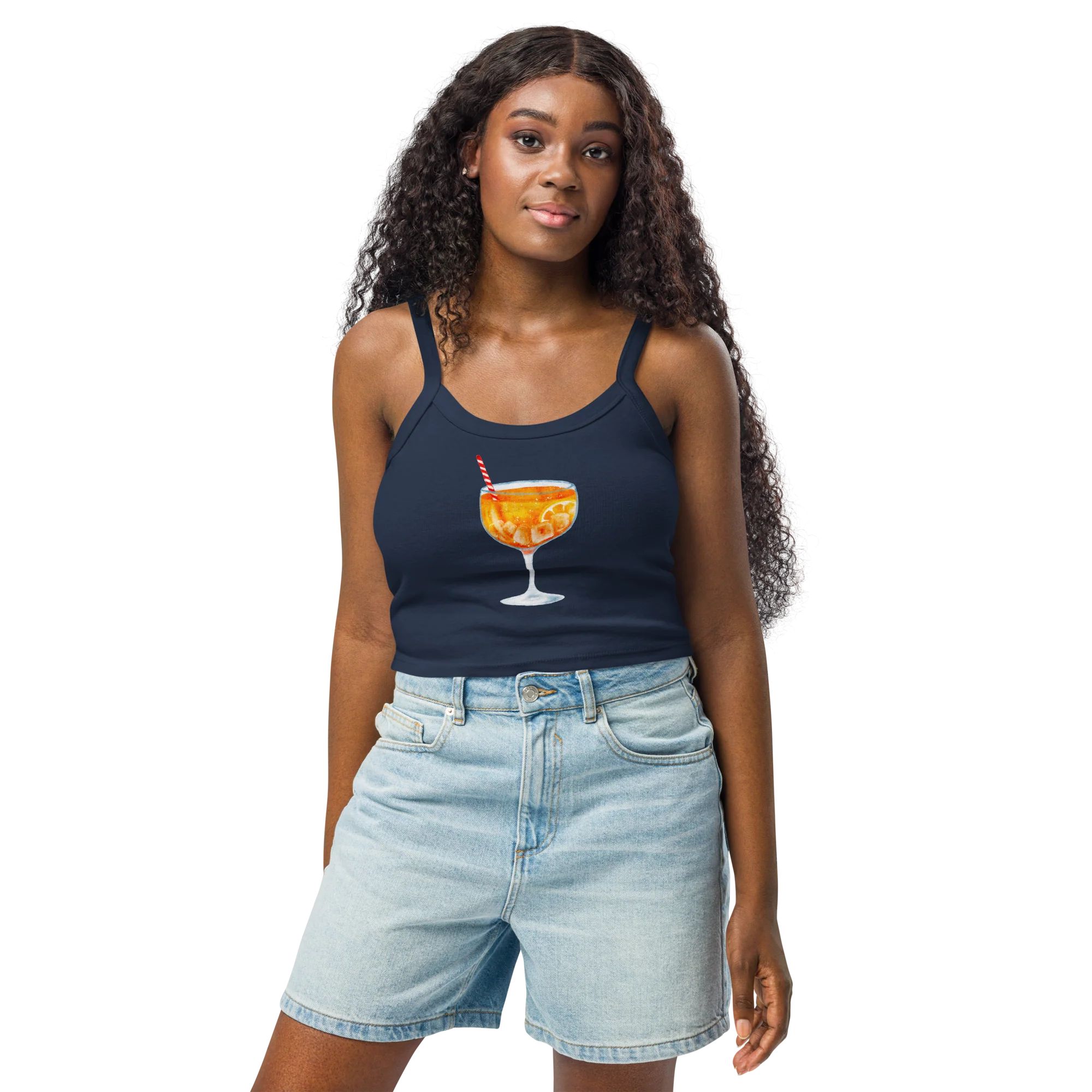 Aperol Spritz Watercolor Rib Tank Top - Image 5