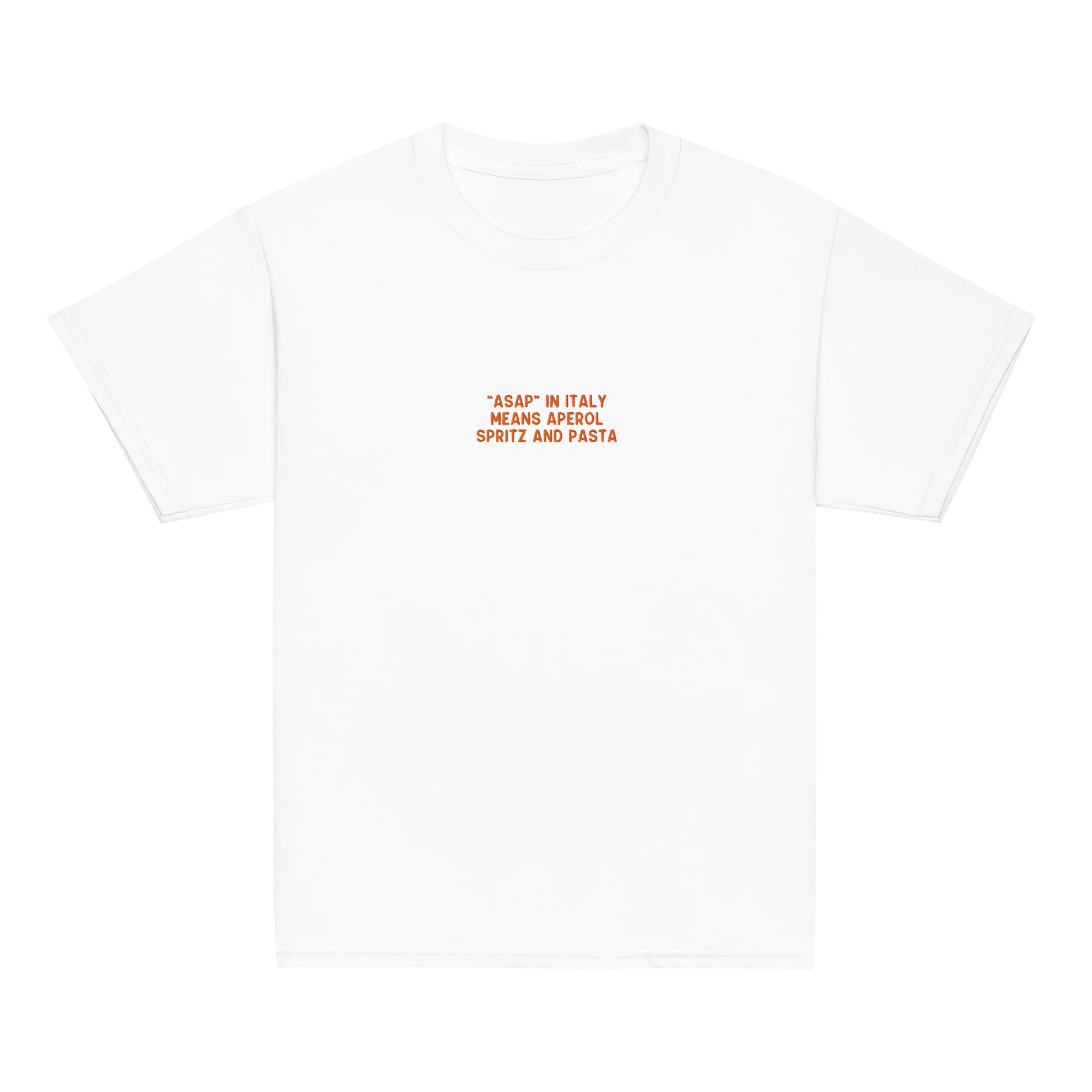 ASAP Italy Aperol Spritz and Pasta Embroidered Baby Tee - Image 3