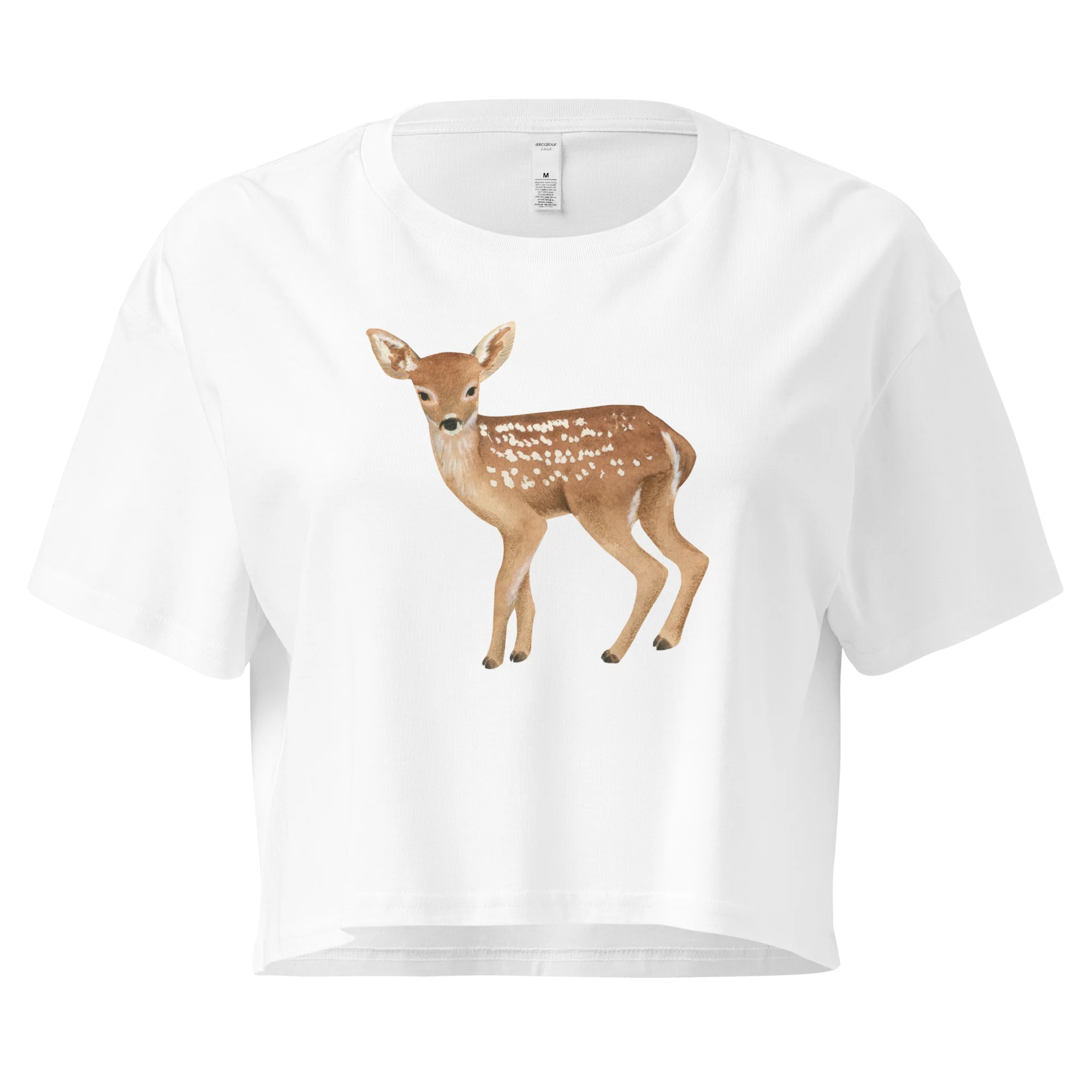 Bambi Deer Watercolor Crop Tee