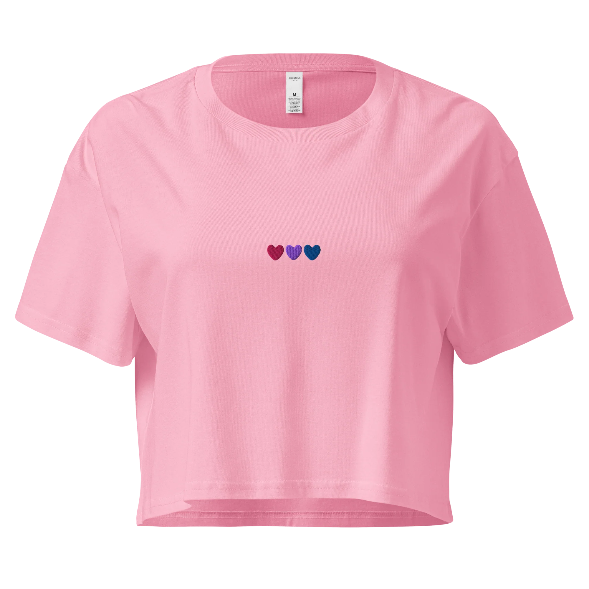 Bisexual Hearts Pride Embroidered Crop Tee - Image 4