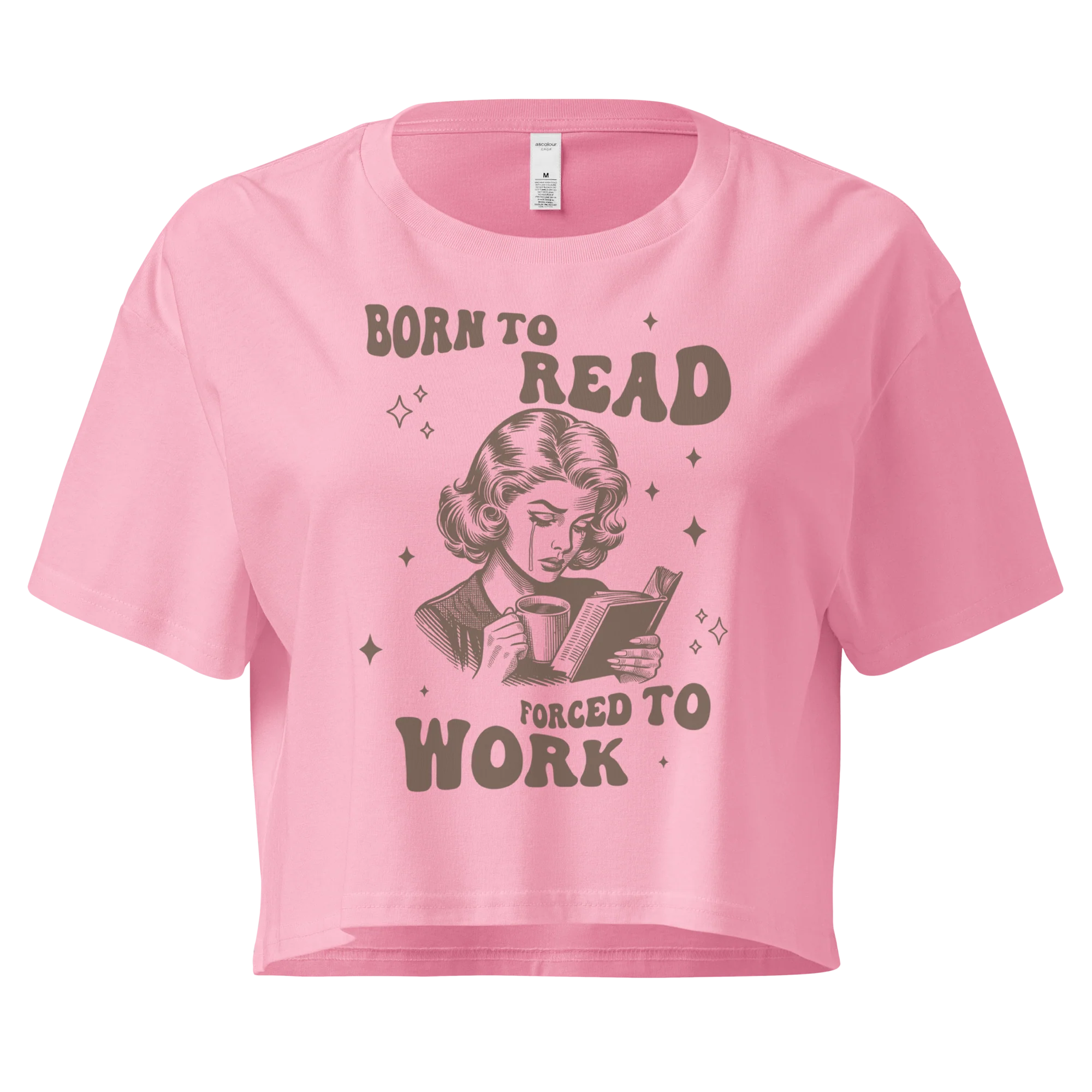 Born to Read, Forced to Work Crop Tee - Image 3