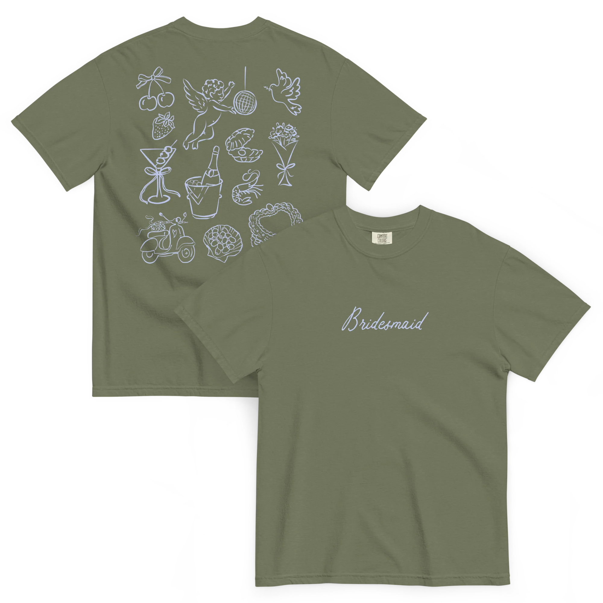 Bridesmaid Bachelorette Line Art Classic T-Shirt - Image 12
