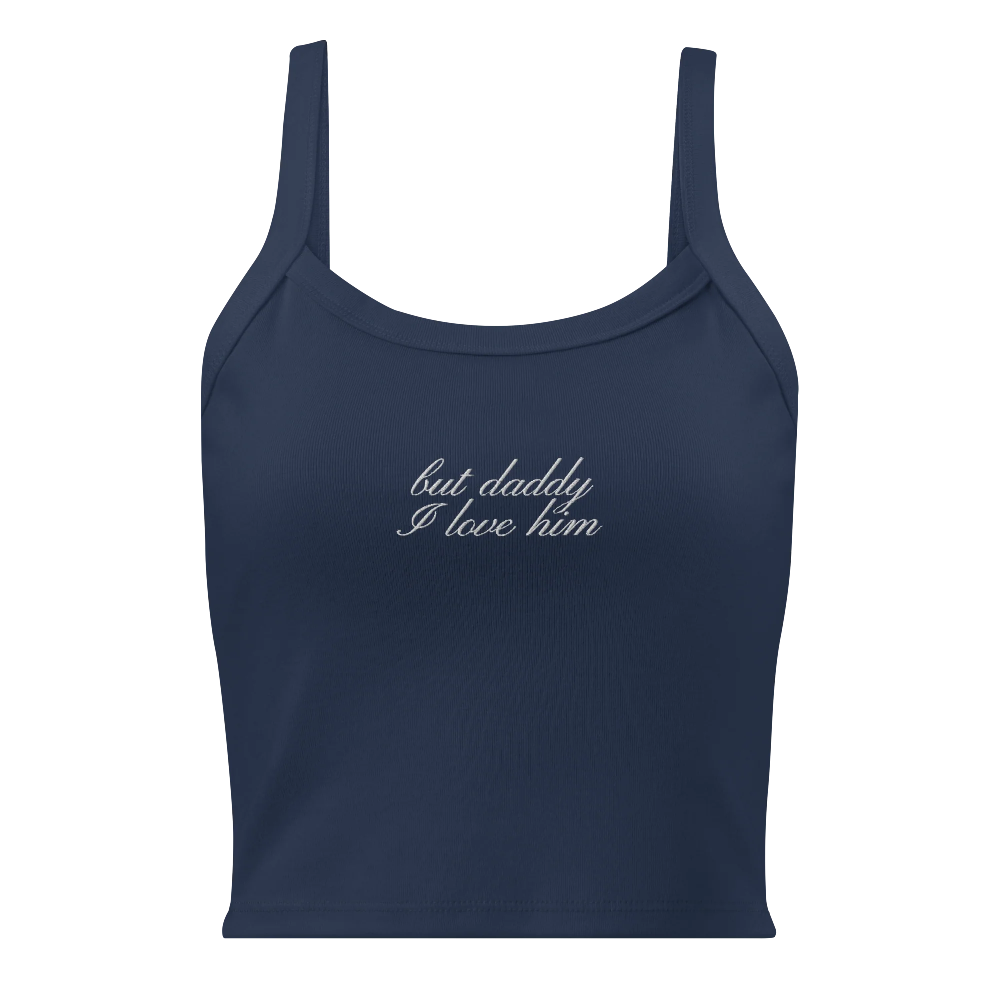 But Daddy I Love Him Cursive Rib Embroidered Tank Top - Image 6