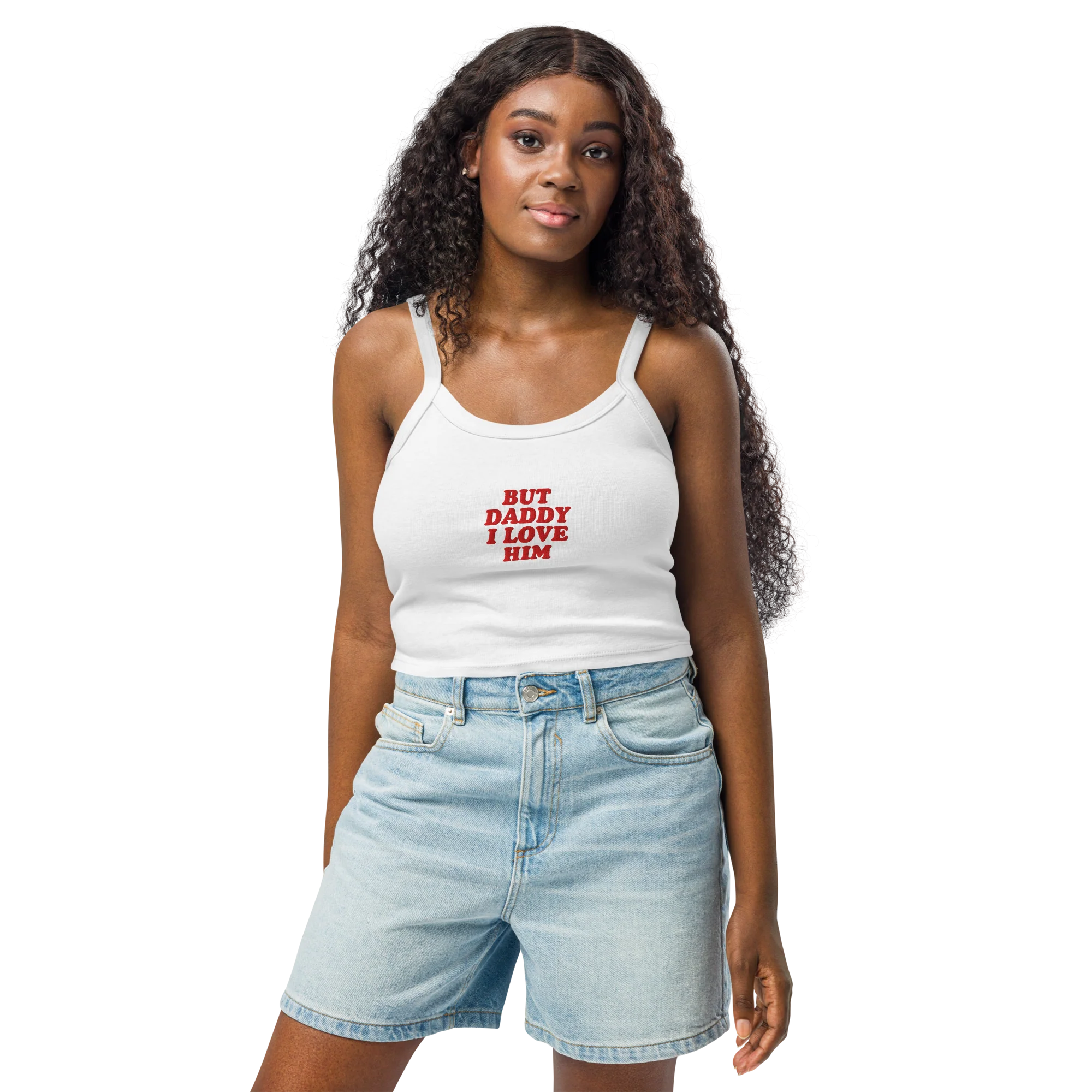 But Daddy I Love Him Rib Embroidered Tank Top - Image 5