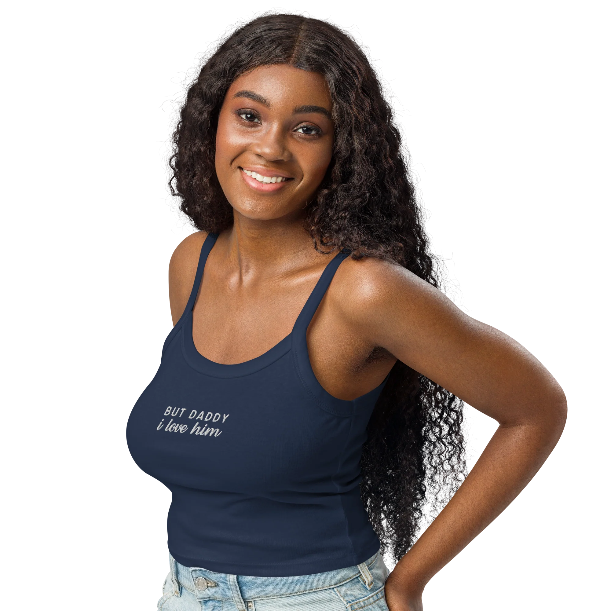 But Daddy I Love Him Rib Embroidered Tank Top - Image 6