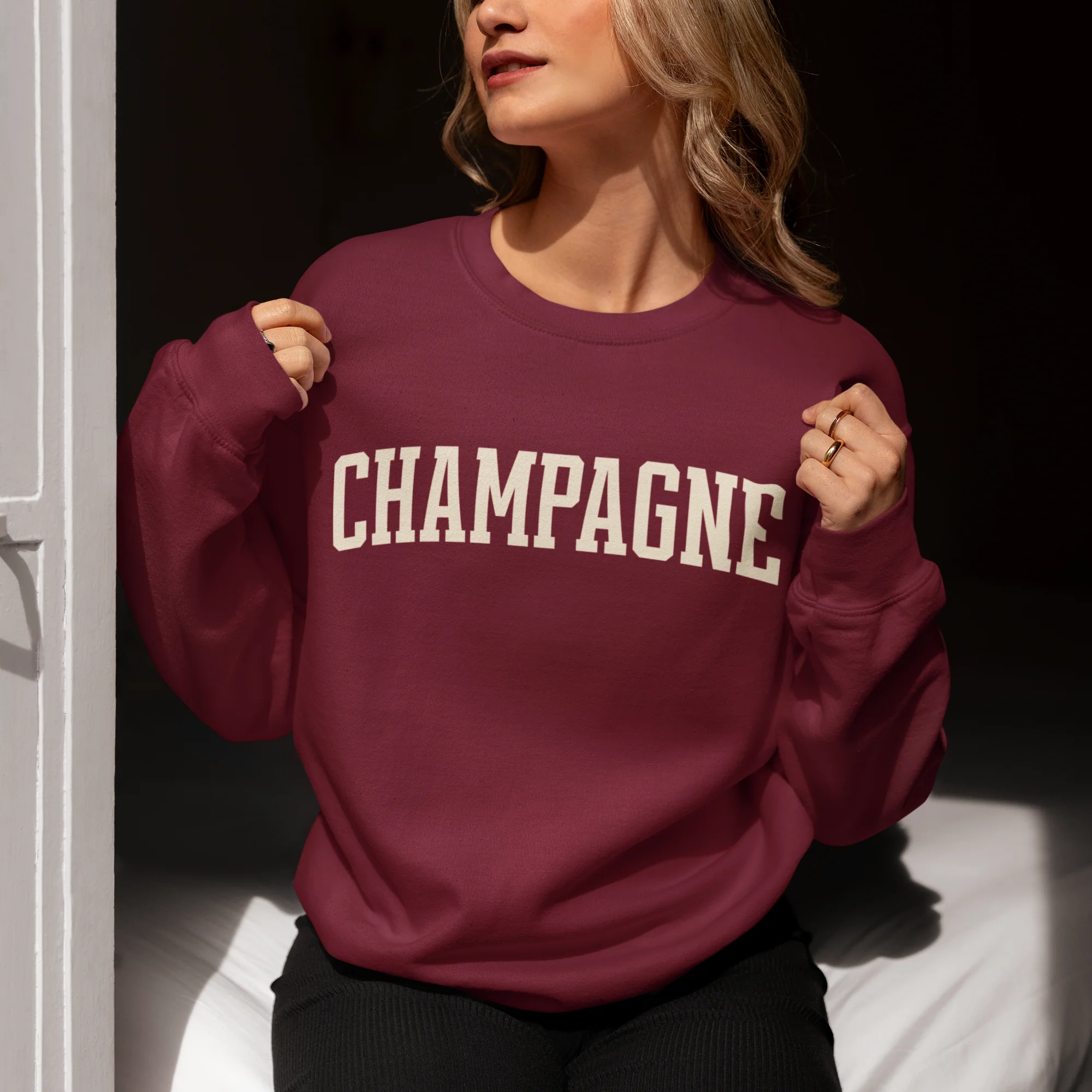 Champagne Drinks Varsity Sweatshirt - Image 2