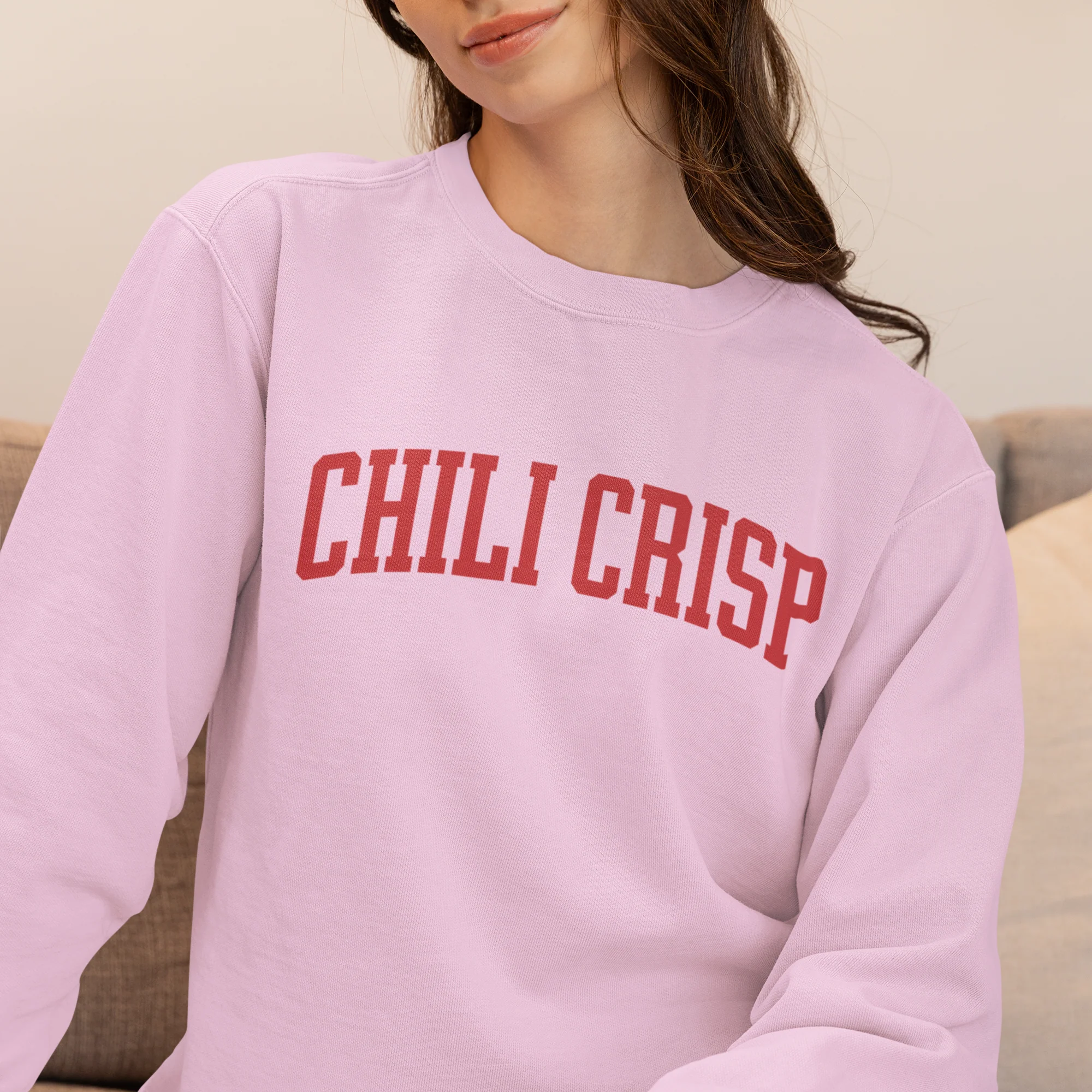 Chili Crisp Sauce Condiment Varsity Sweatshirt - Image 2