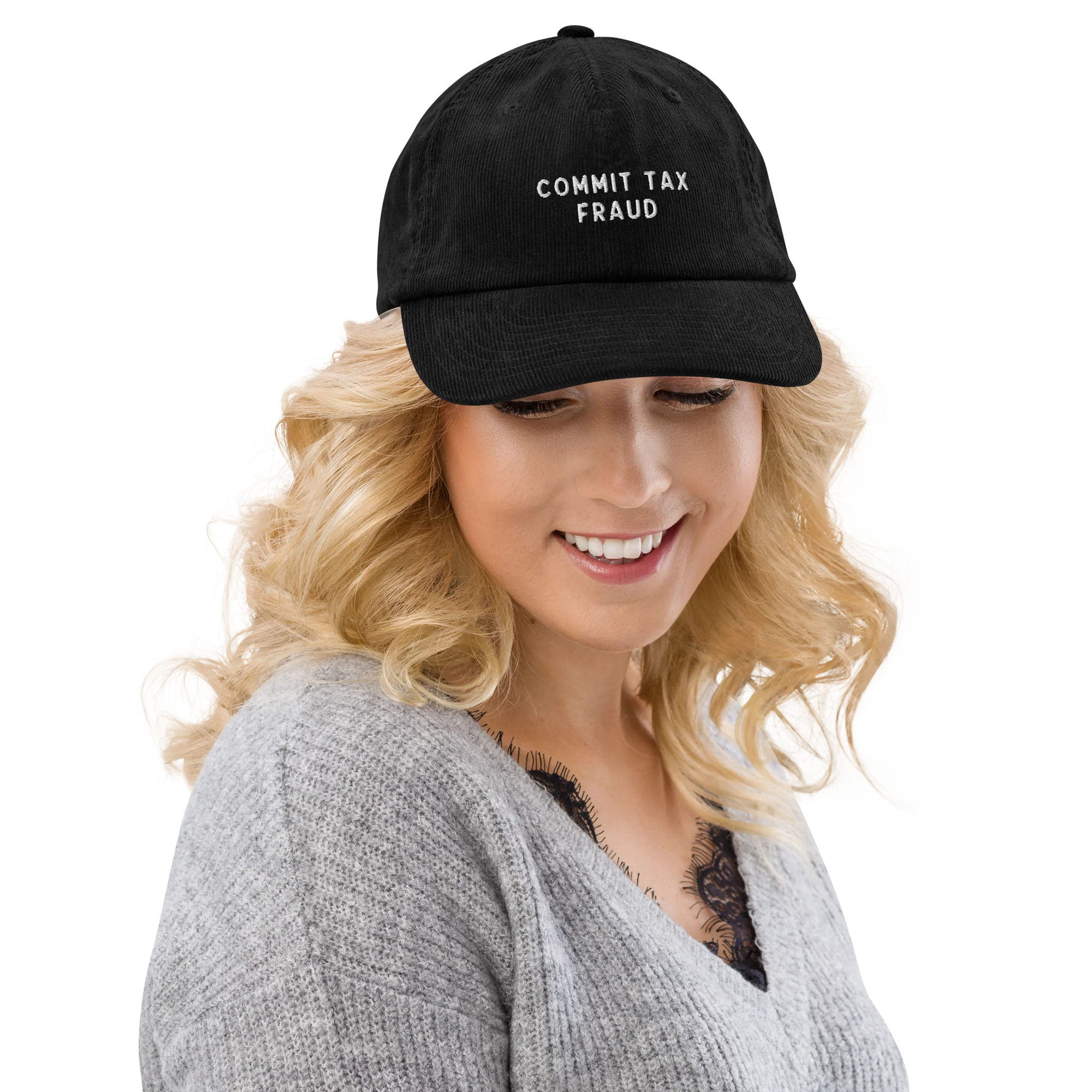 Commit Tax Fraud Embroidered Corduroy Hat - Image 9