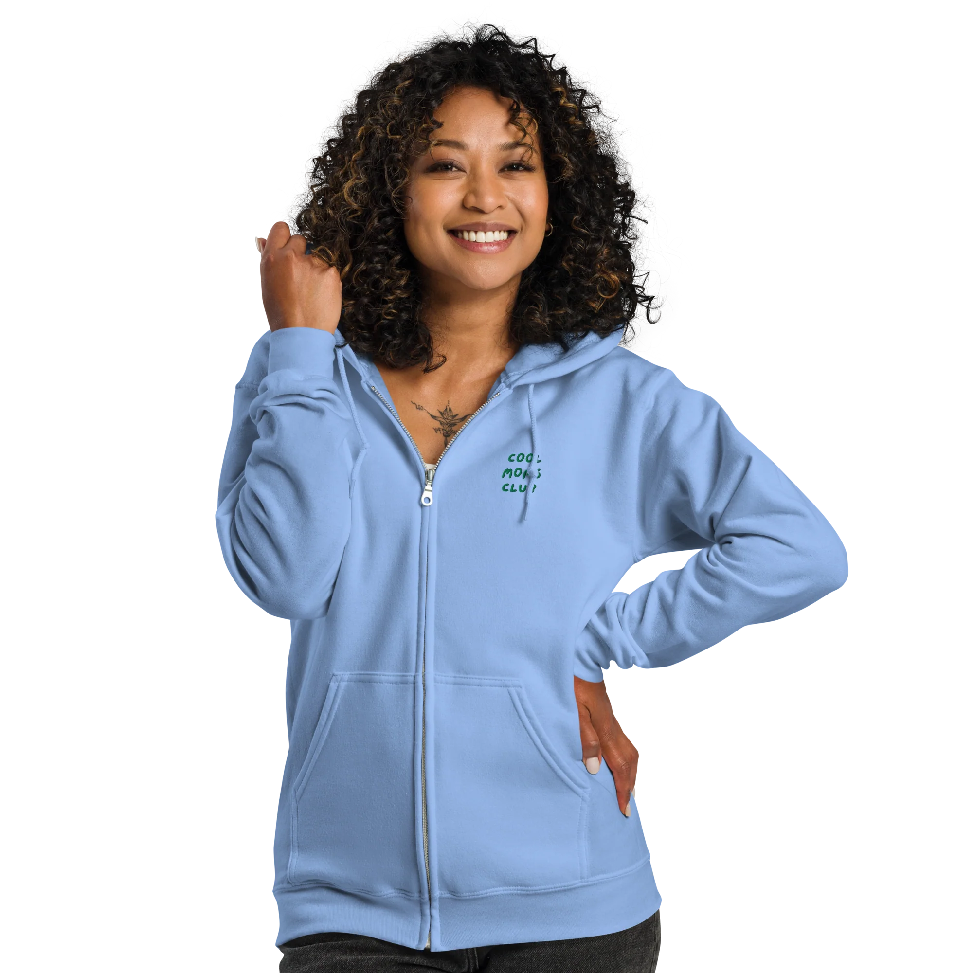 Cool Moms Club Mother Embroidered Zip-Up Hoodie - Image 2