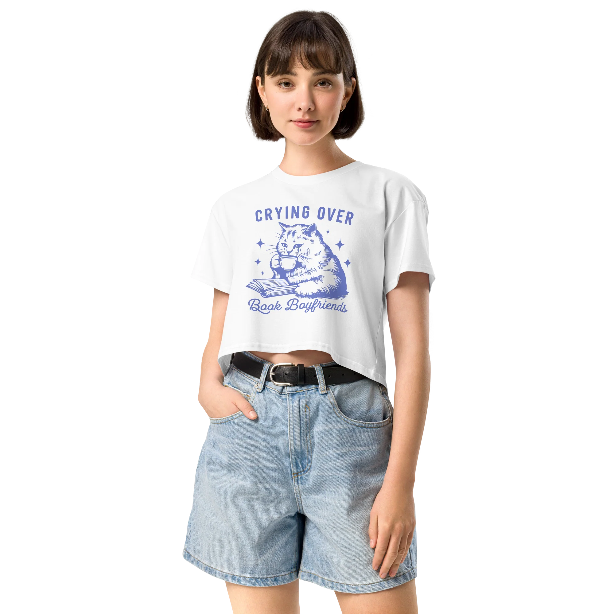 Crying Over Book Boyfriends Crop Tee - Image 6