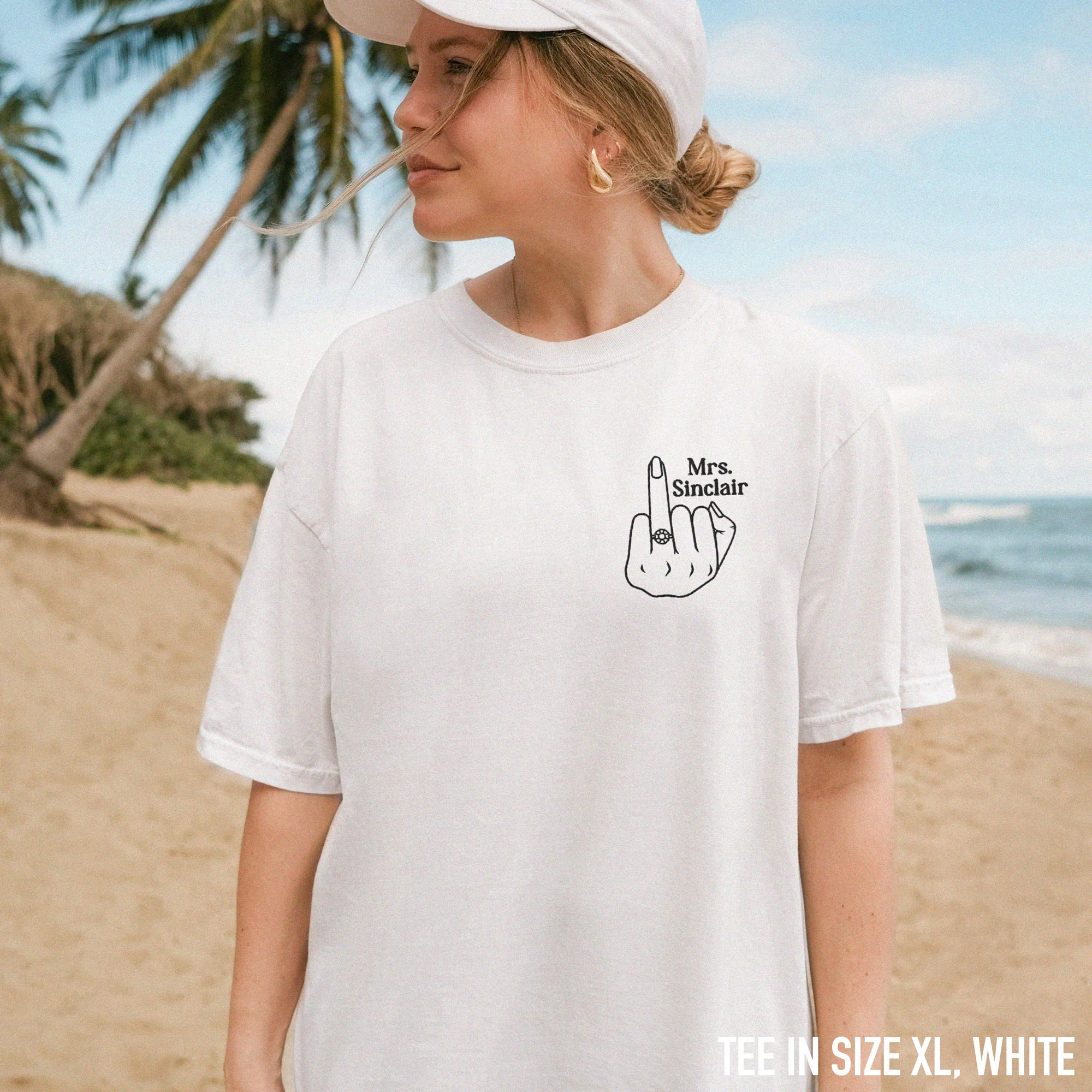 CUSTOM Bride Surname Newlywed Embroidered Classic T-Shirt - Image 7