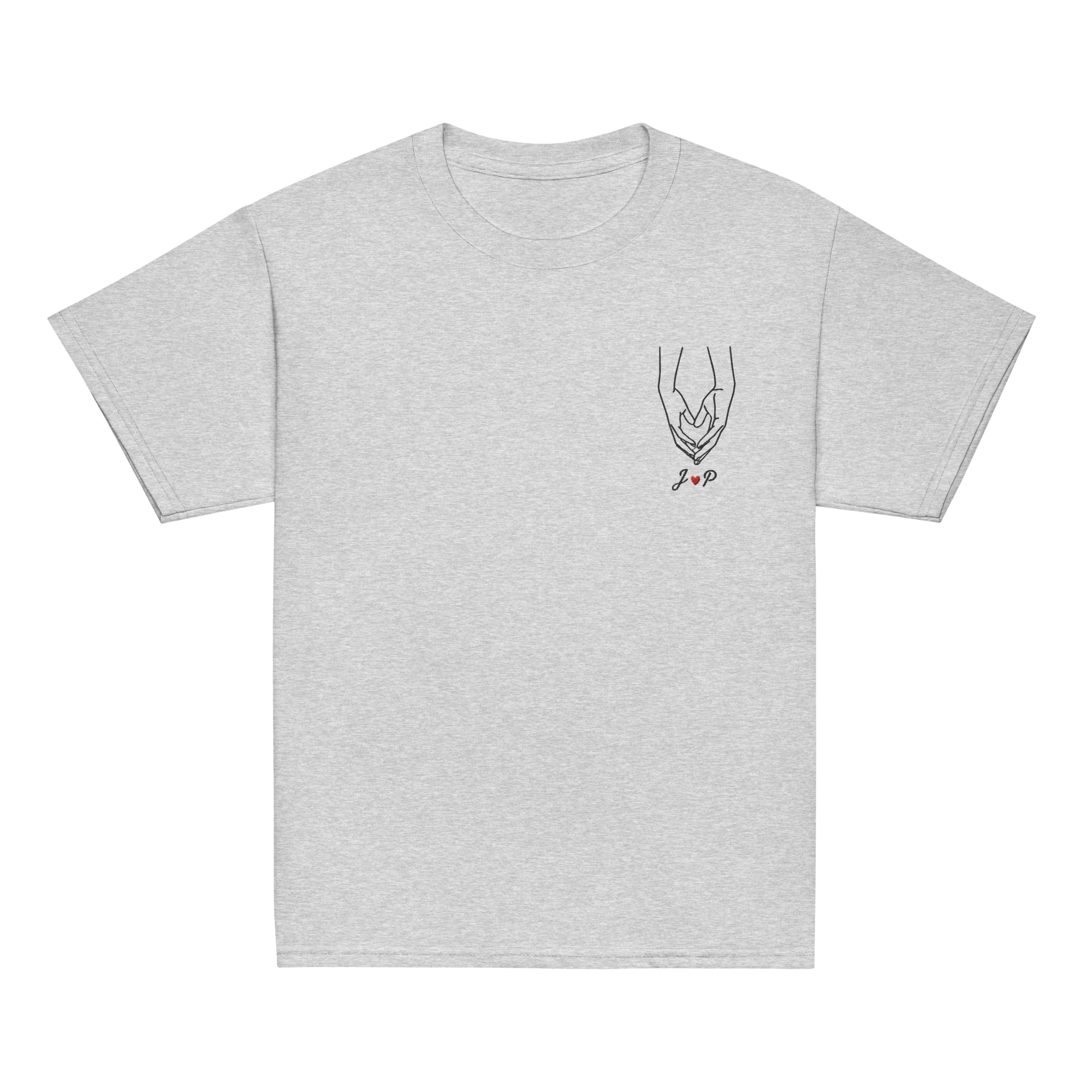 CUSTOM Couple Initials Embroidered Baby Tee - Heart Hands - Image 6
