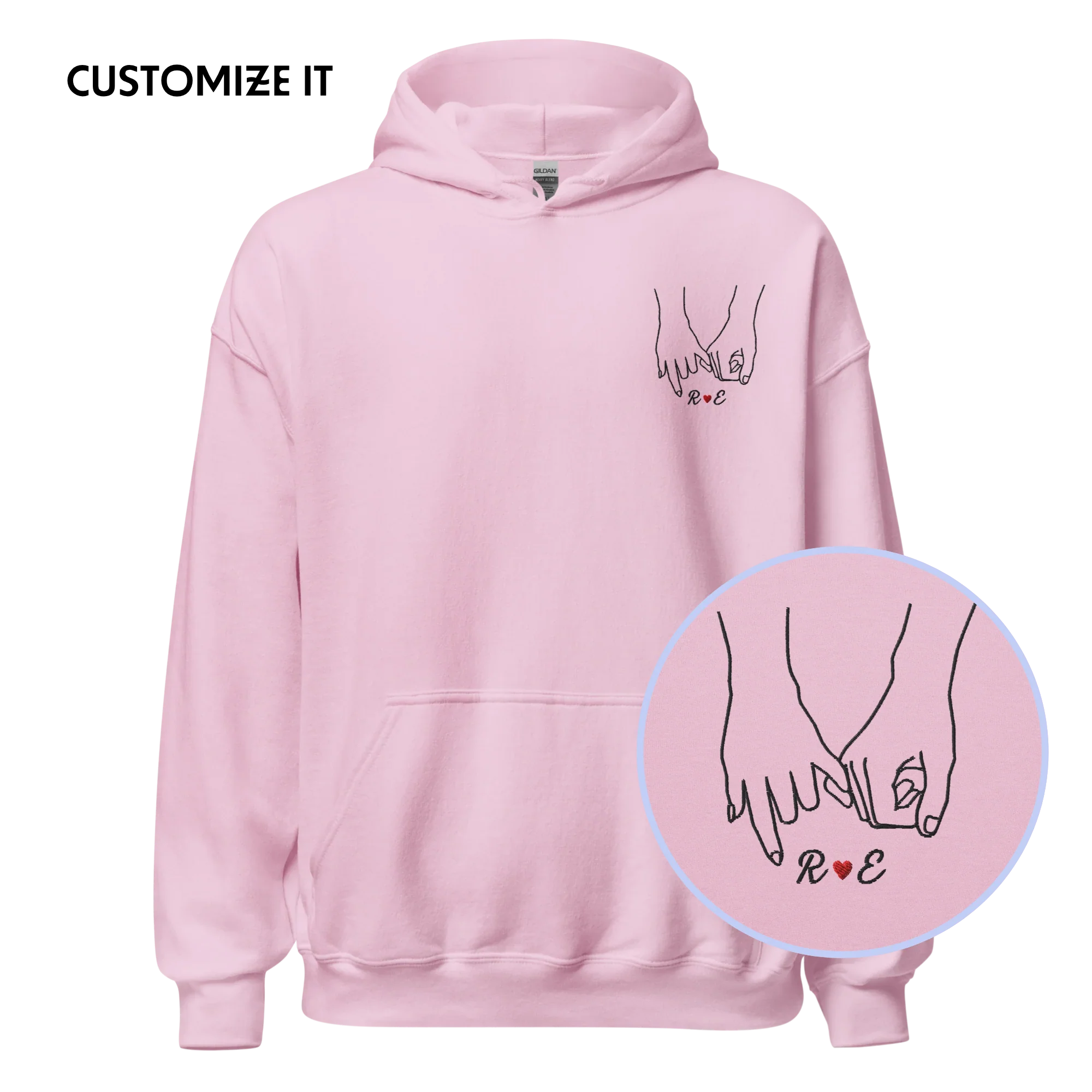 CUSTOM Couple Initials Embroidered Hoodie - Forever Linked