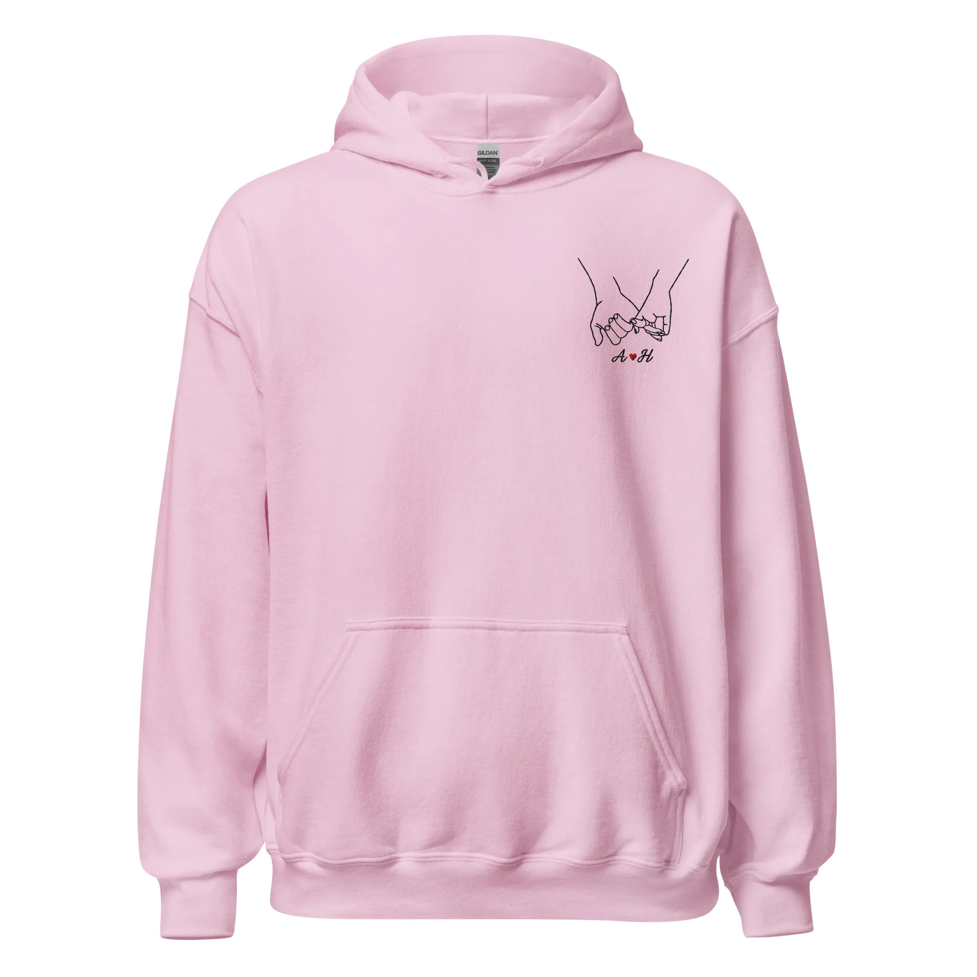 CUSTOM Couple Initials Embroidered Hoodie - Pinky Promise - Image 8