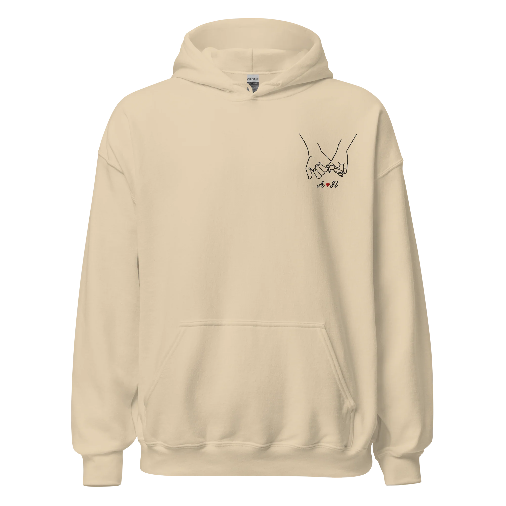 CUSTOM Couple Initials Embroidered Hoodie - Pinky Promise - Image 9
