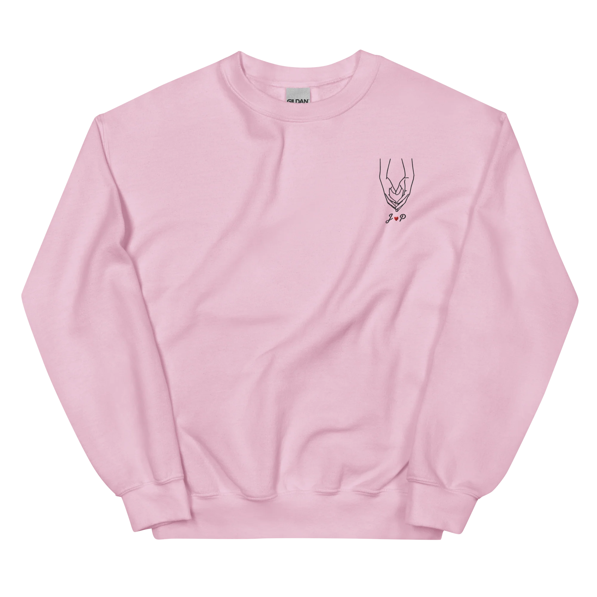 CUSTOM Couple Initials Embroidered Sweatshirt - Heart Hands - Image 11