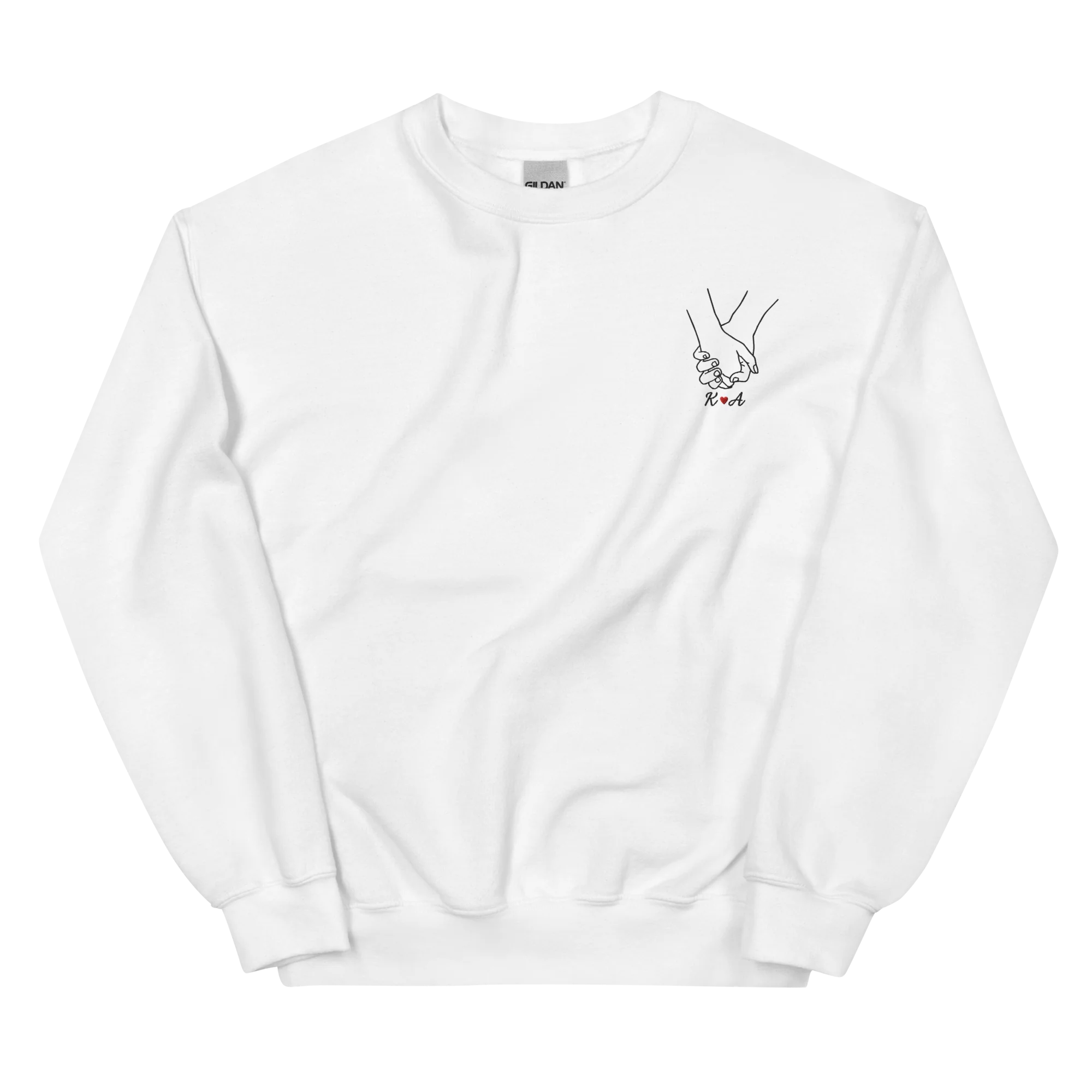 CUSTOM Couple Initials Embroidered Sweatshirt - Holding Hands - Image 3