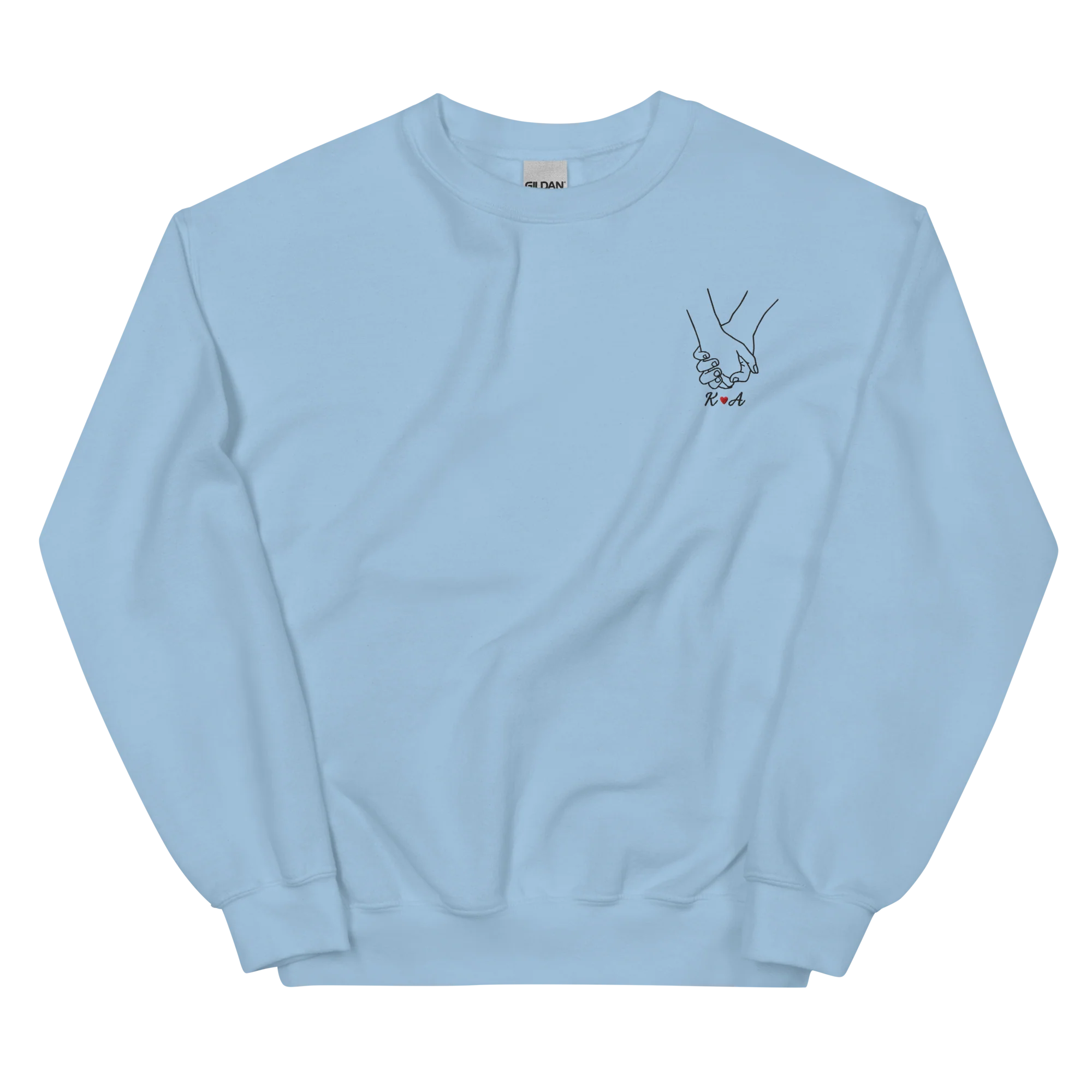 CUSTOM Couple Initials Embroidered Sweatshirt - Holding Hands - Image 5