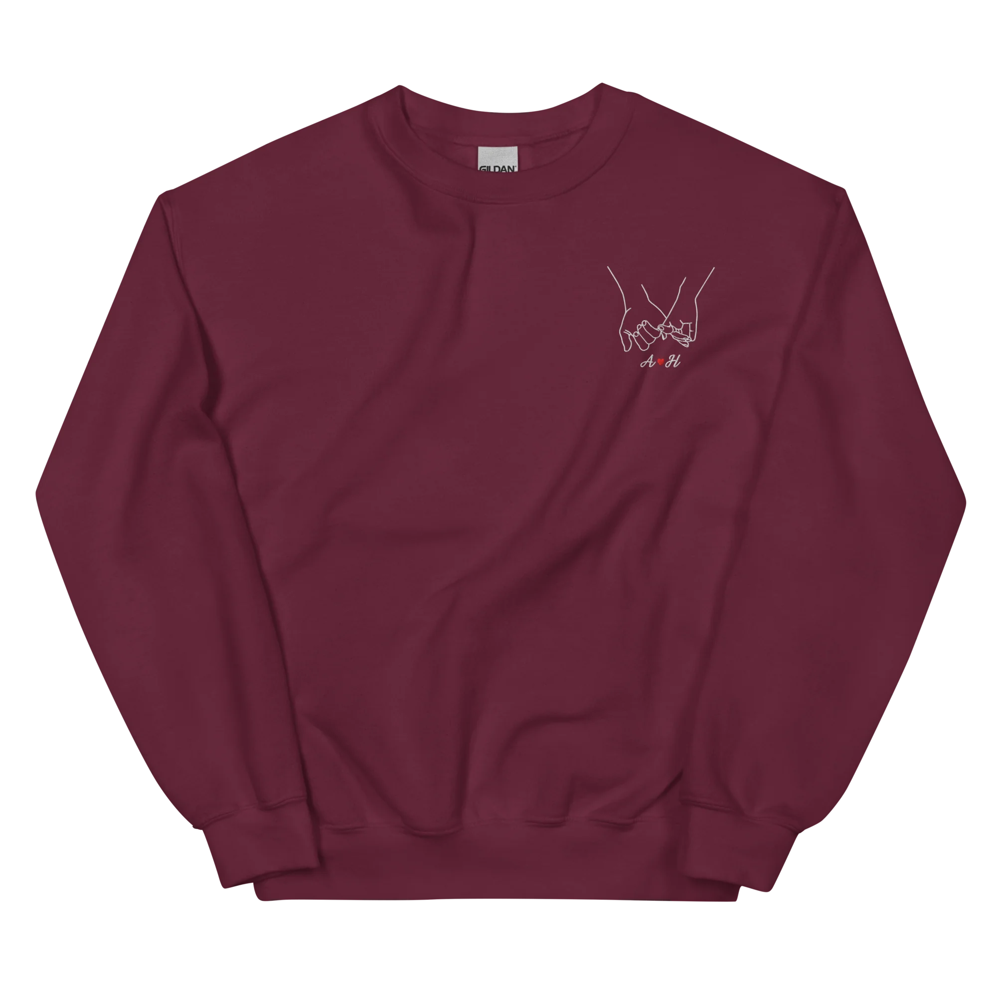 CUSTOM Couple Initials Embroidered Sweatshirt - Pinky Promise - Image 3