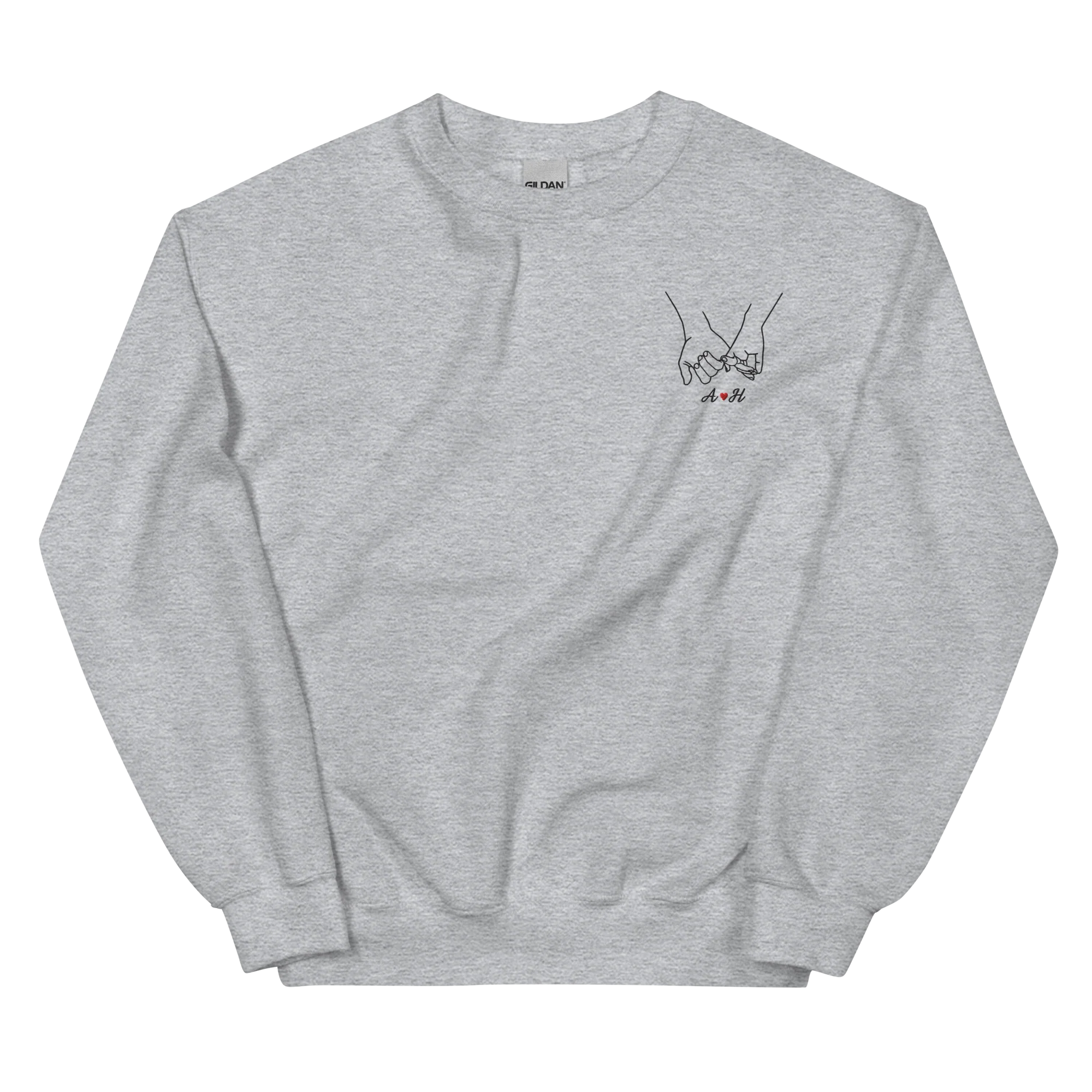 CUSTOM Couple Initials Embroidered Sweatshirt - Pinky Promise - Image 4