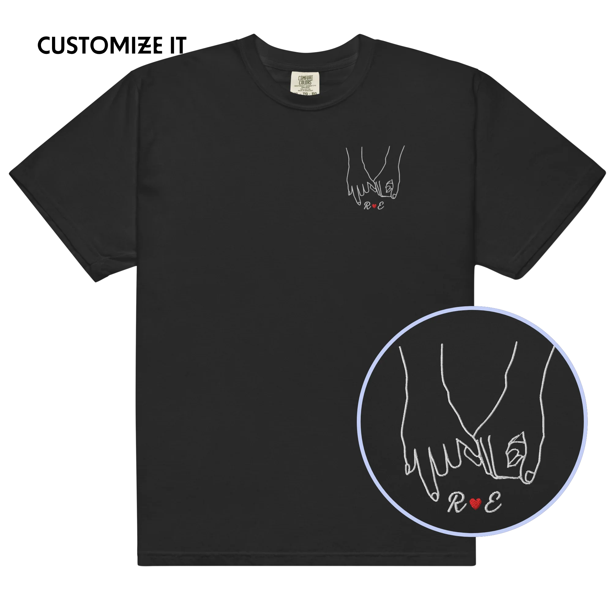 CUSTOM Couple Initials Embroidered Classic T-Shirt | Forever Linked