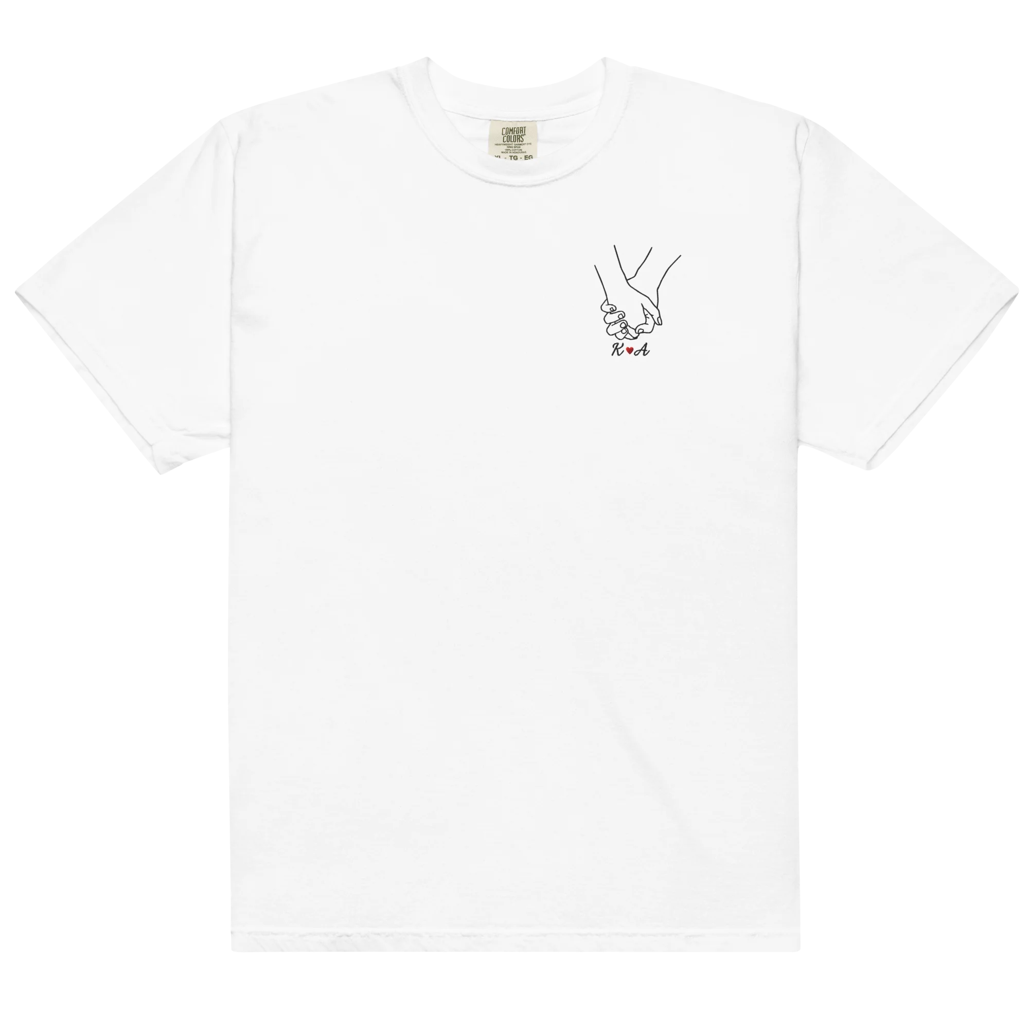 CUSTOM Couple Initials Embroidered Classic T-Shirt - Holding Hands - Image 3