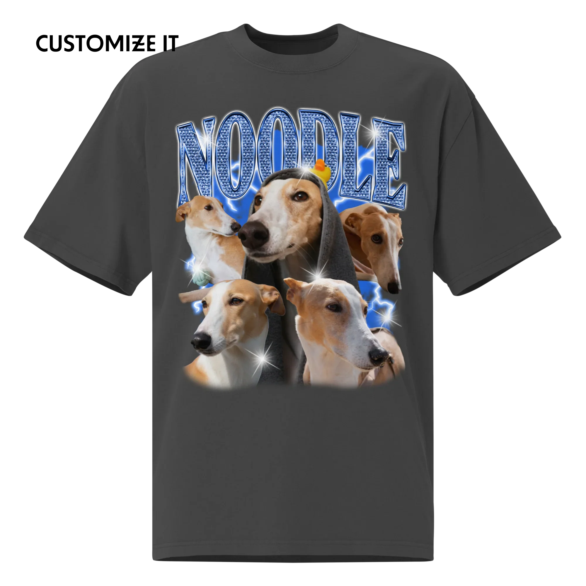 CUSTOM Create Your Own Custom Bling Pet Bootleg Oversized Faded T-Shirt