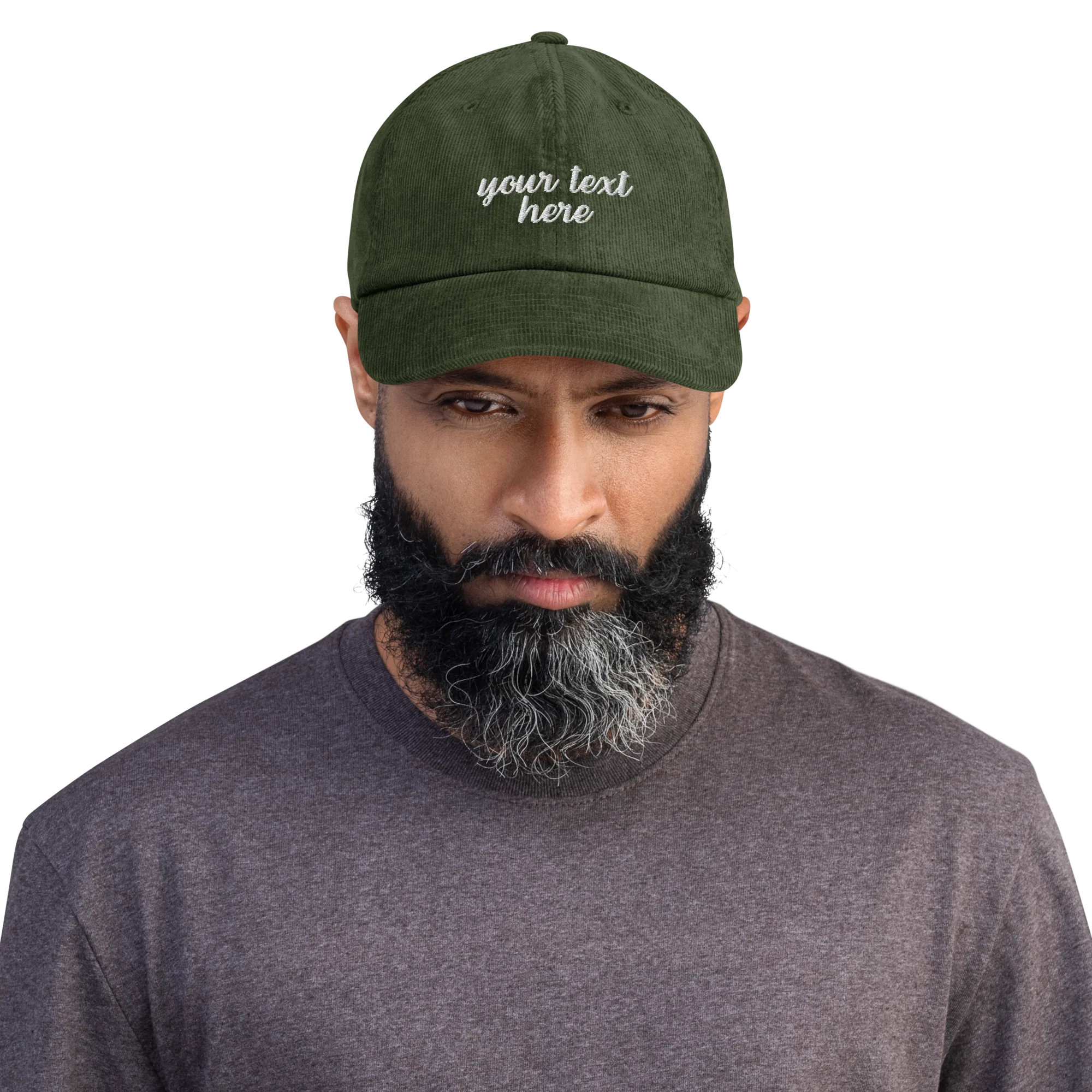 CUSTOM Your Text Cursive Embroidered Corduroy Cap - Image 6