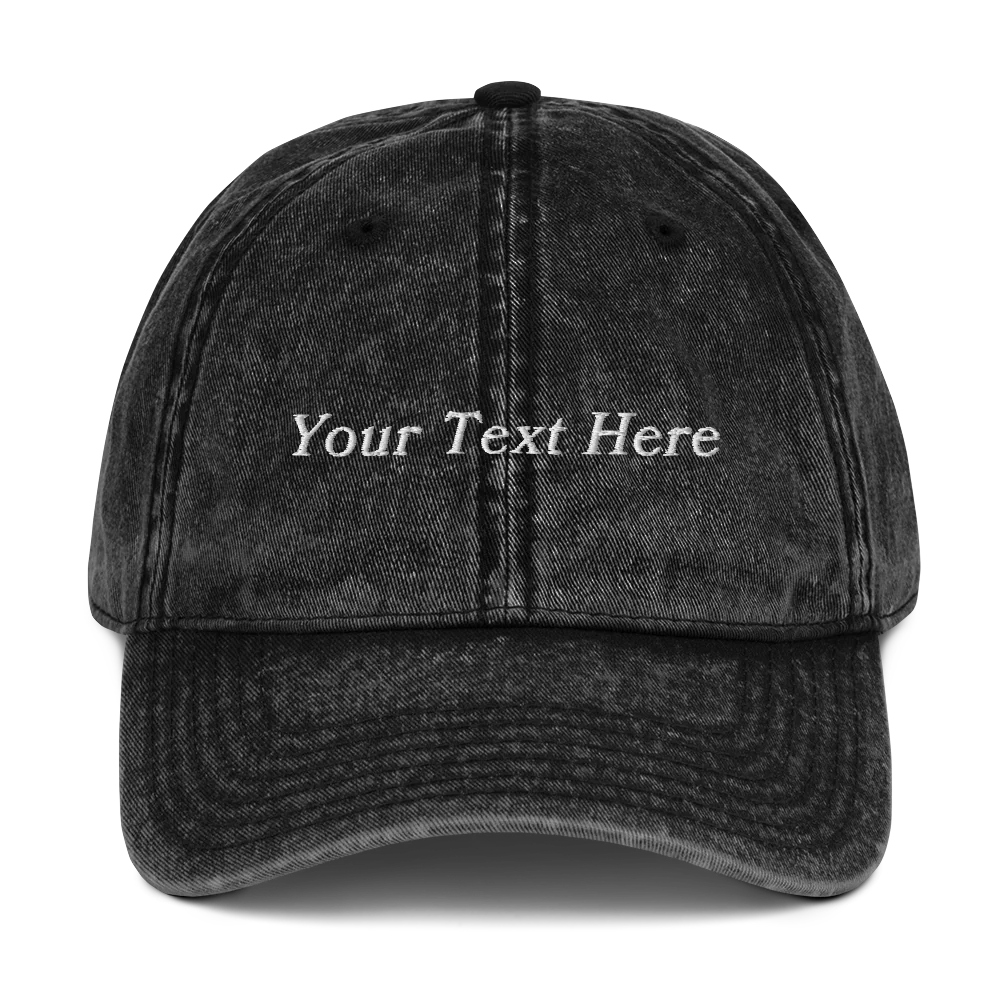 CUSTOM Your Text Serifed Embroidered Vintage Cap - Image 3