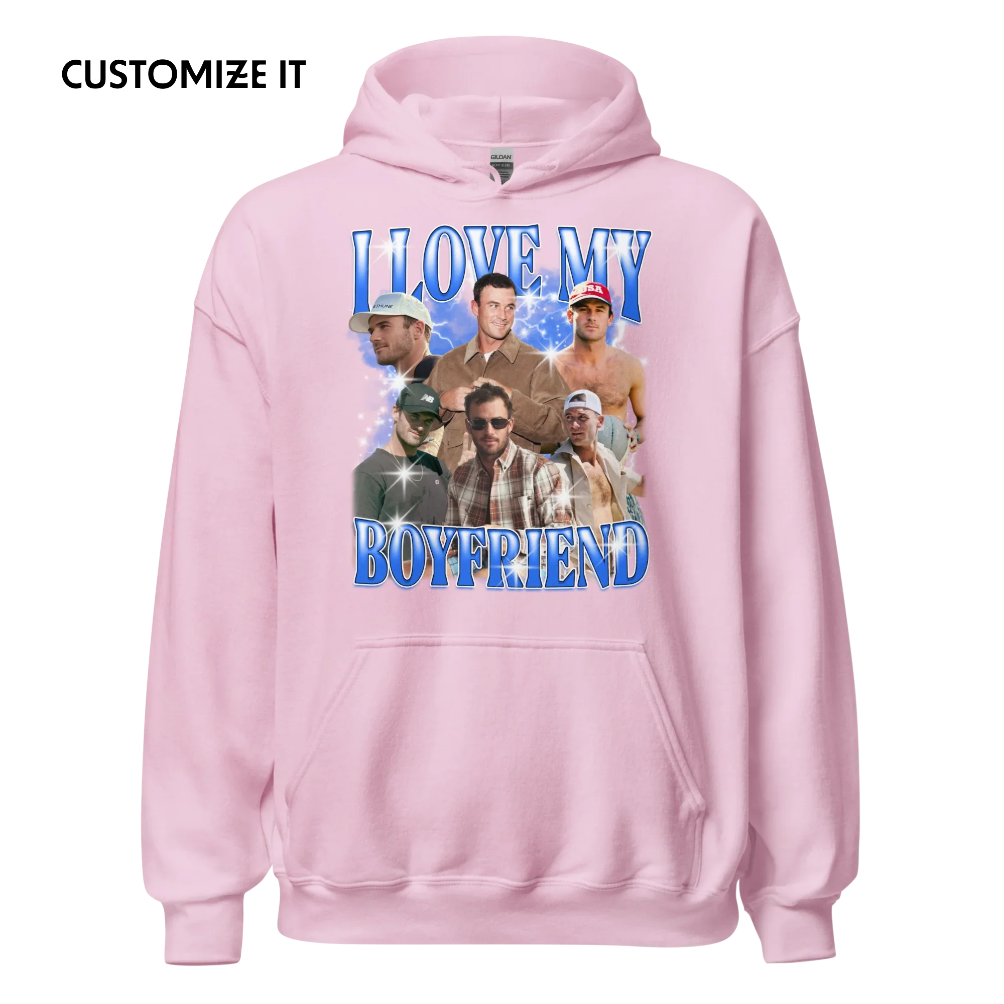 CUSTOM I Love My Boyfriend Photo Bootleg Hoodie