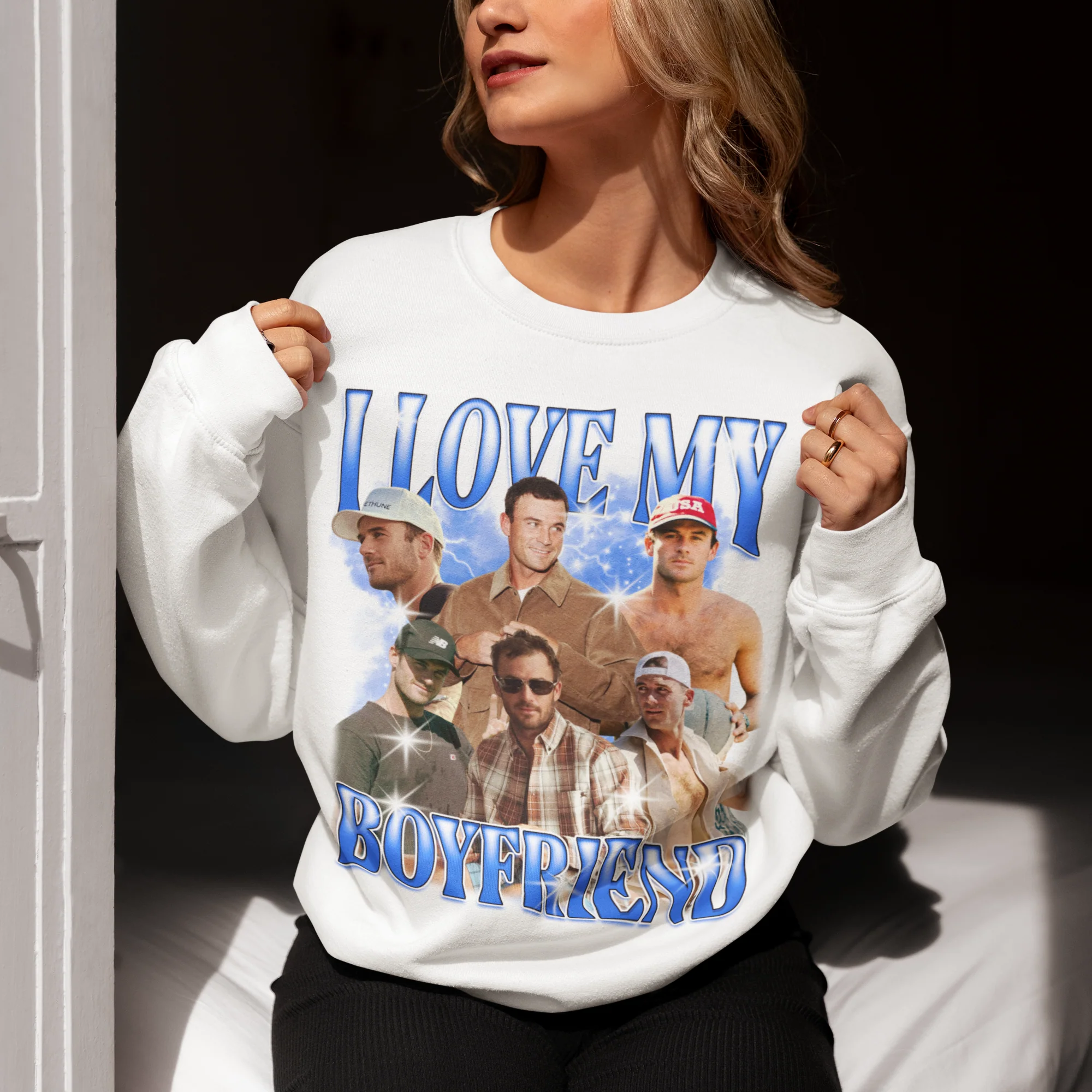 CUSTOM I Love My Boyfriend Photo Bootleg Sweatshirt - Image 2