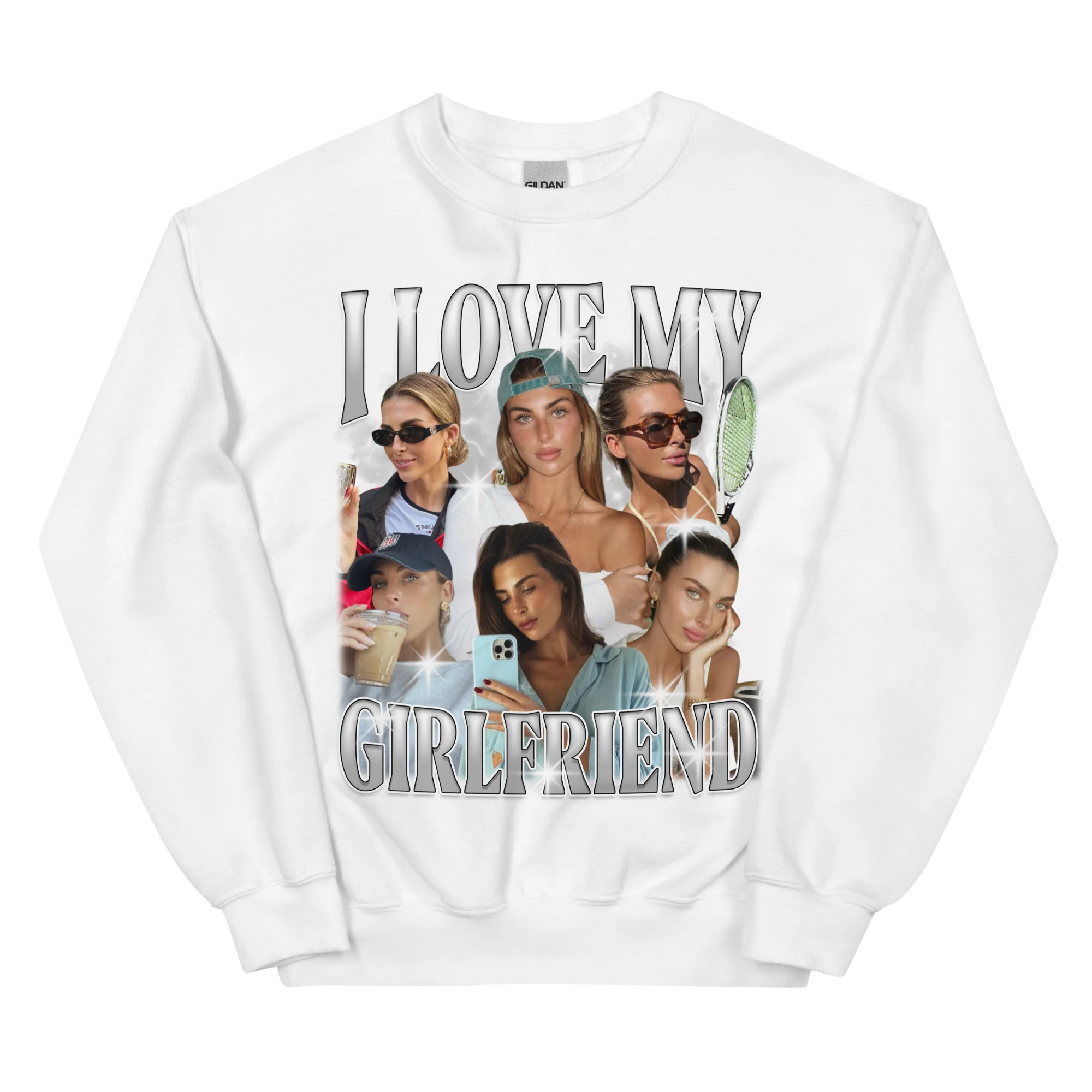 CUSTOM I Love My Girlfriend Photo Bootleg Sweatshirt - Image 3