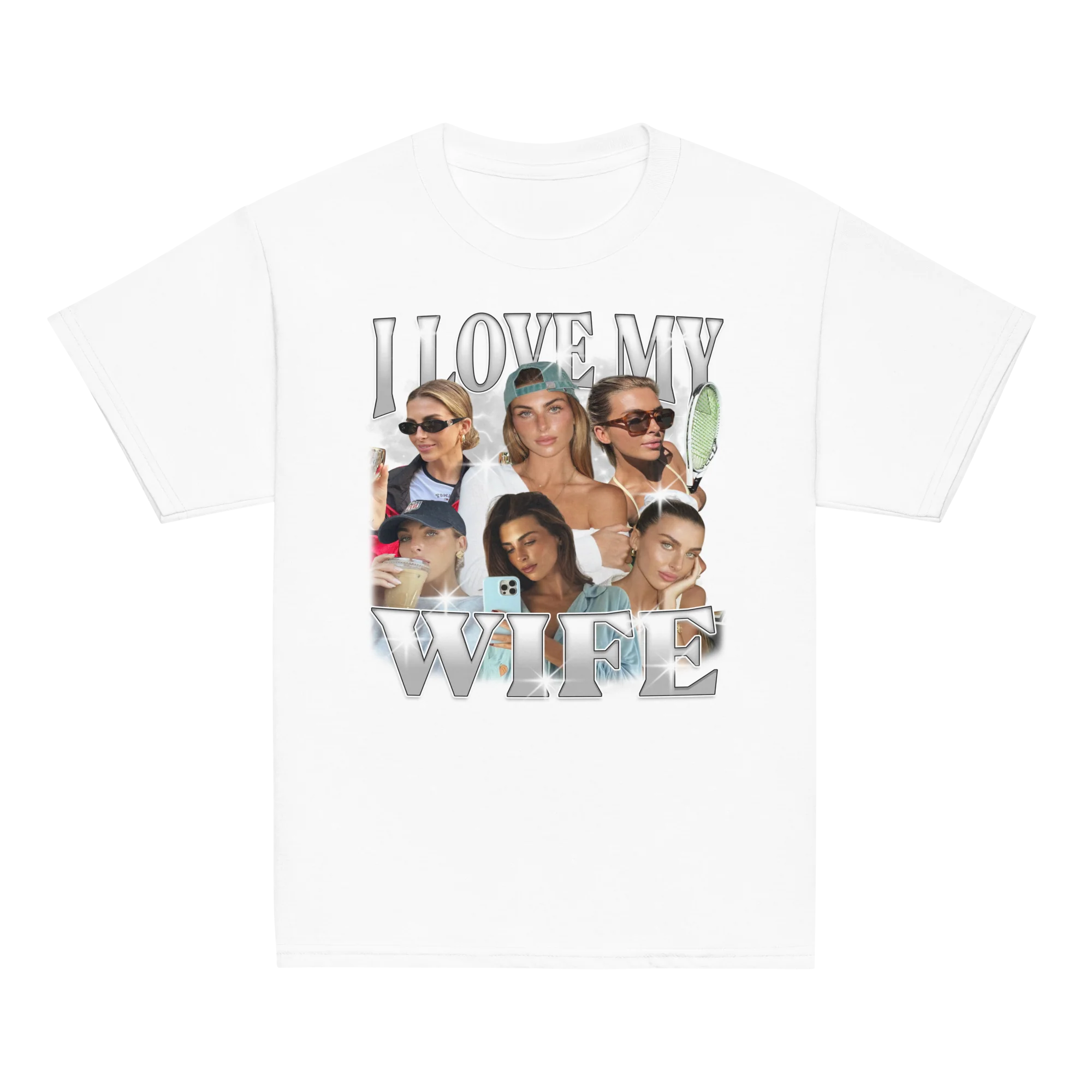 CUSTOM I Love My Wife Photo Bootleg Baby Tee - Image 3