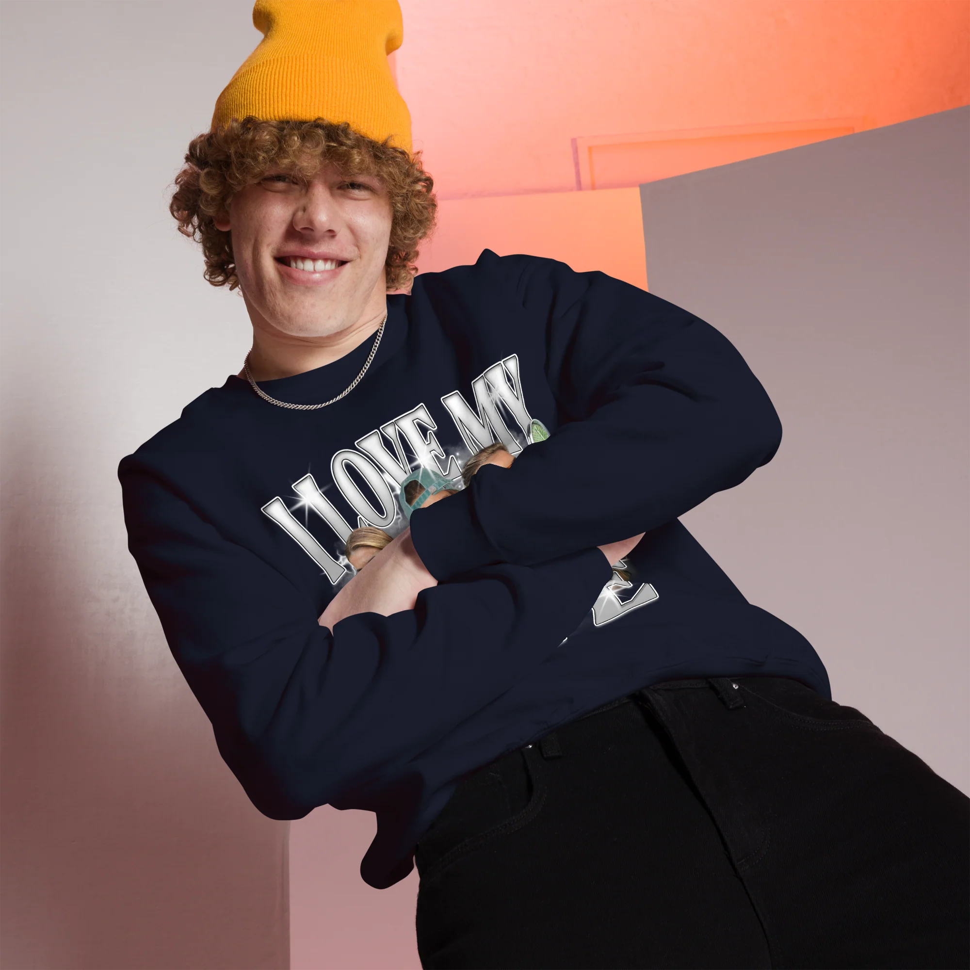 CUSTOM I Love My Wife Photo Bootleg Sweatshirt - Image 2