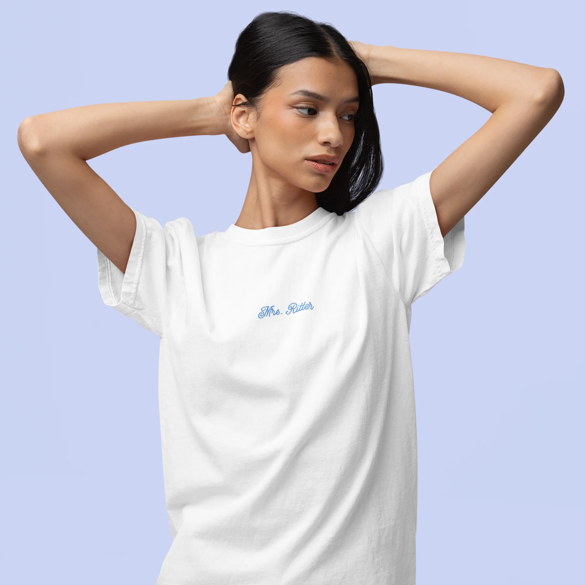 CUSTOM Mrs. Surname Embroidered Bride Classic T-Shirt - Image 2