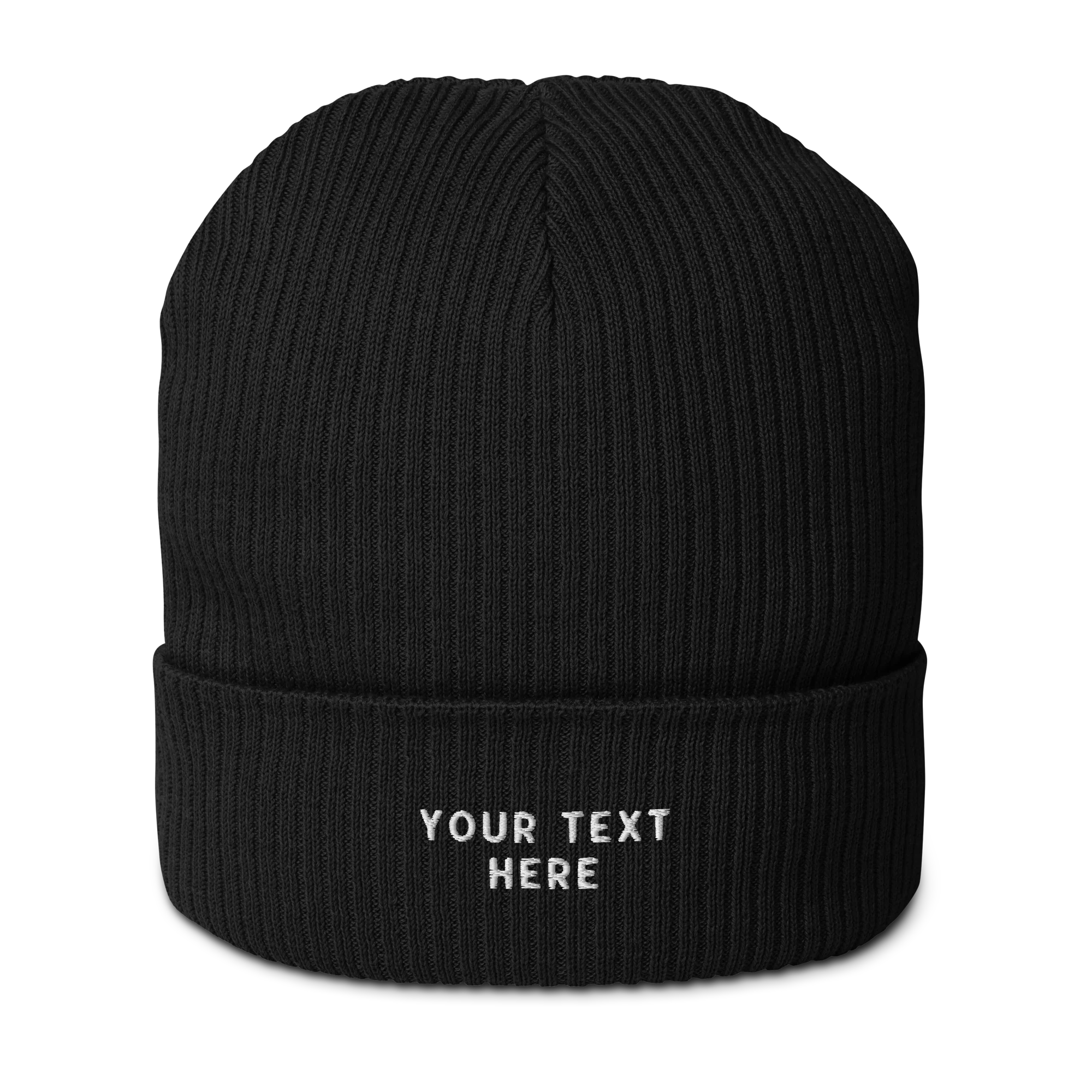 CUSTOM Text Embroidered Organic Ribbed Beanie - Image 10