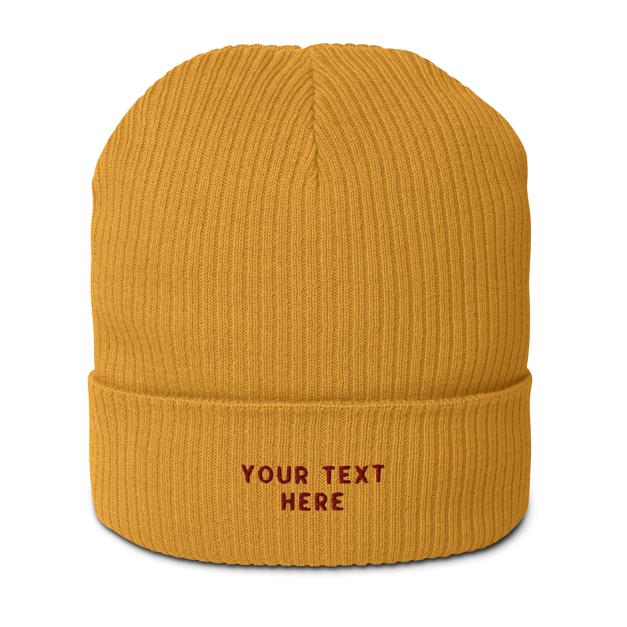 CUSTOM Text Embroidered Organic Ribbed Beanie - Image 7