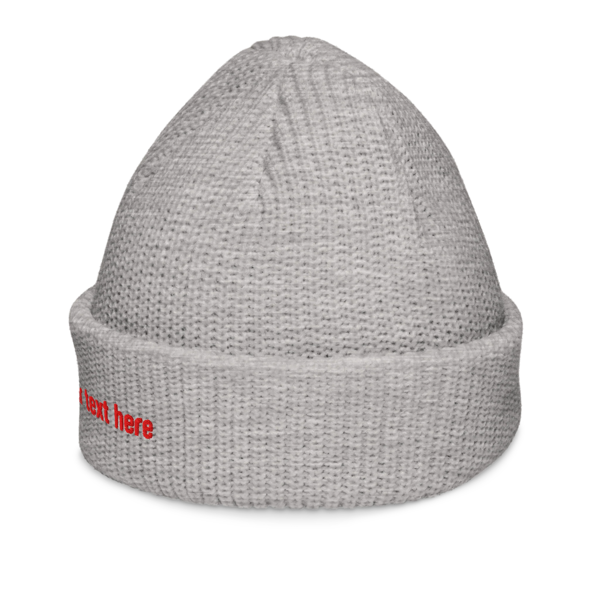 CUSTOM Text Red Embroidered Cable Beanie - Image 3