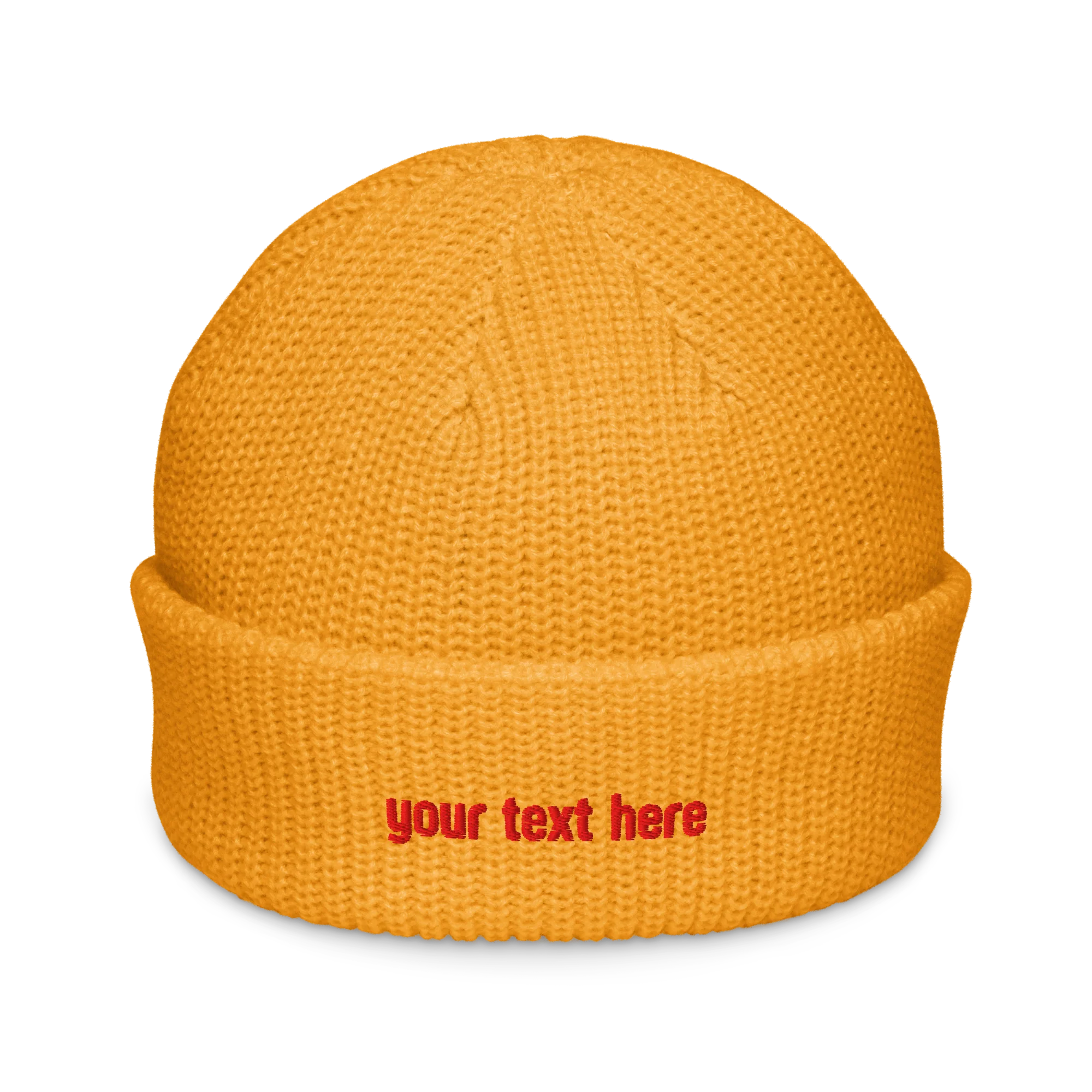 CUSTOM Text Red Embroidered Cable Beanie - Image 4