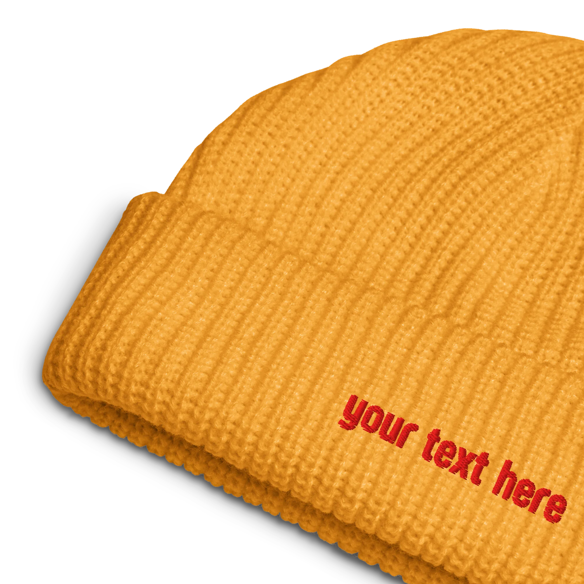 CUSTOM Text Red Embroidered Cable Beanie - Image 5